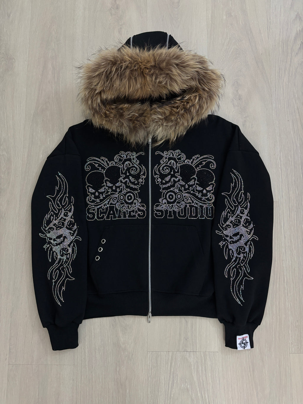 SKULL RAVE BLACK FUR ZIPPER