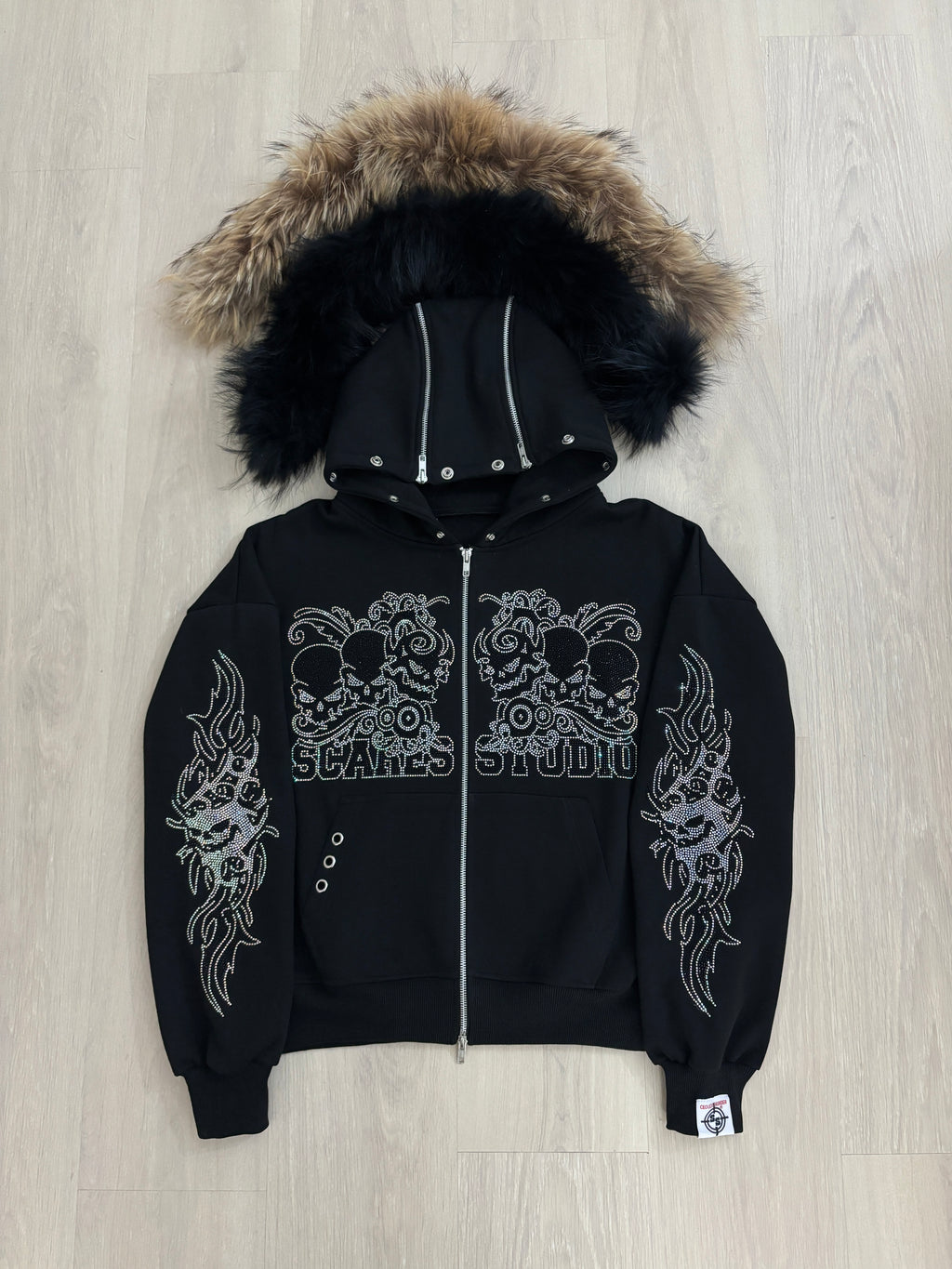 SKULL RAVE BLACK FUR ZIPPER