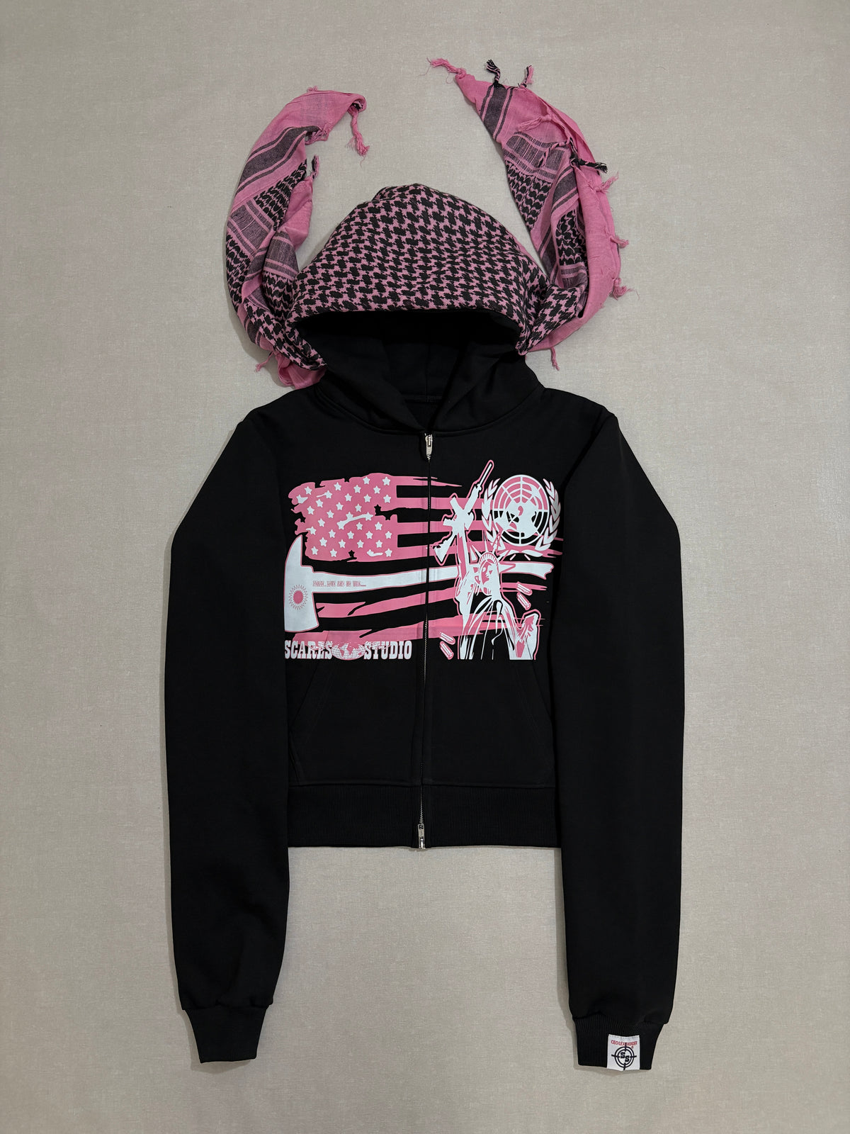 N.G.A TURBAN PINK SCARF ZIPPER