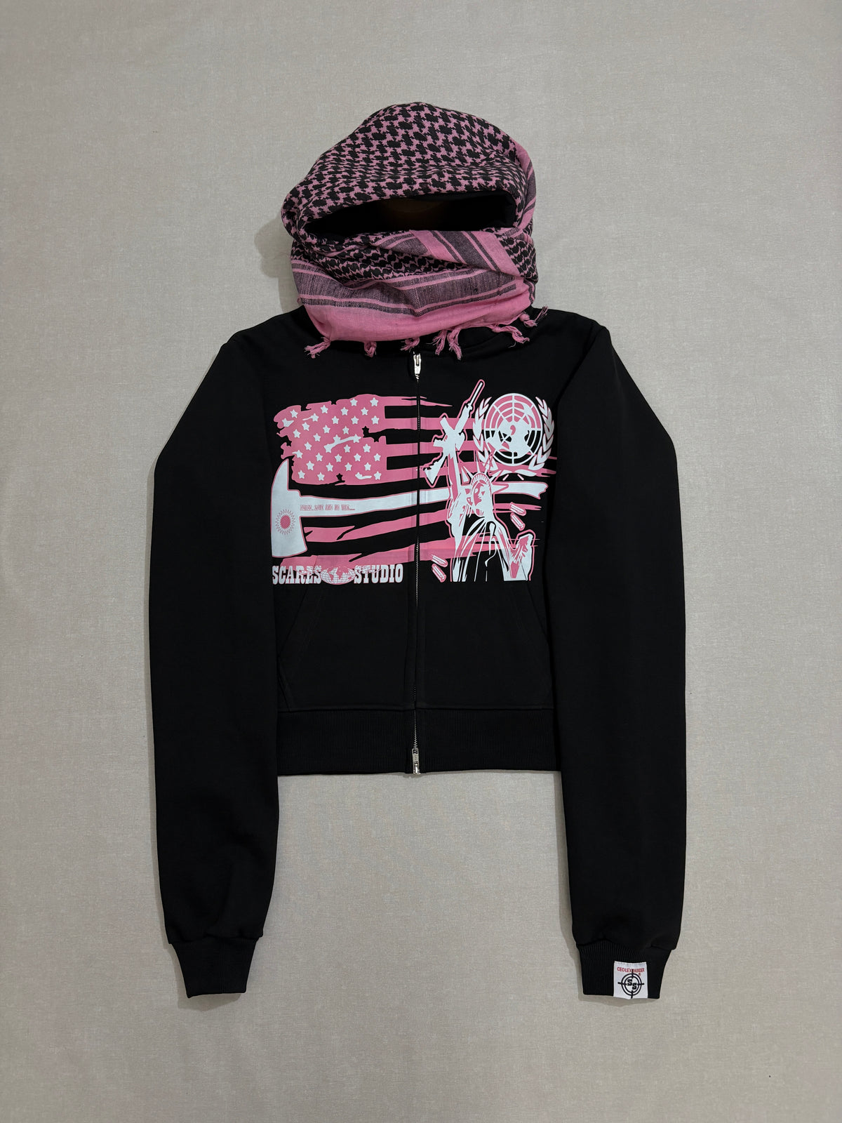 N.G.A TURBAN PINK SCARF ZIPPER