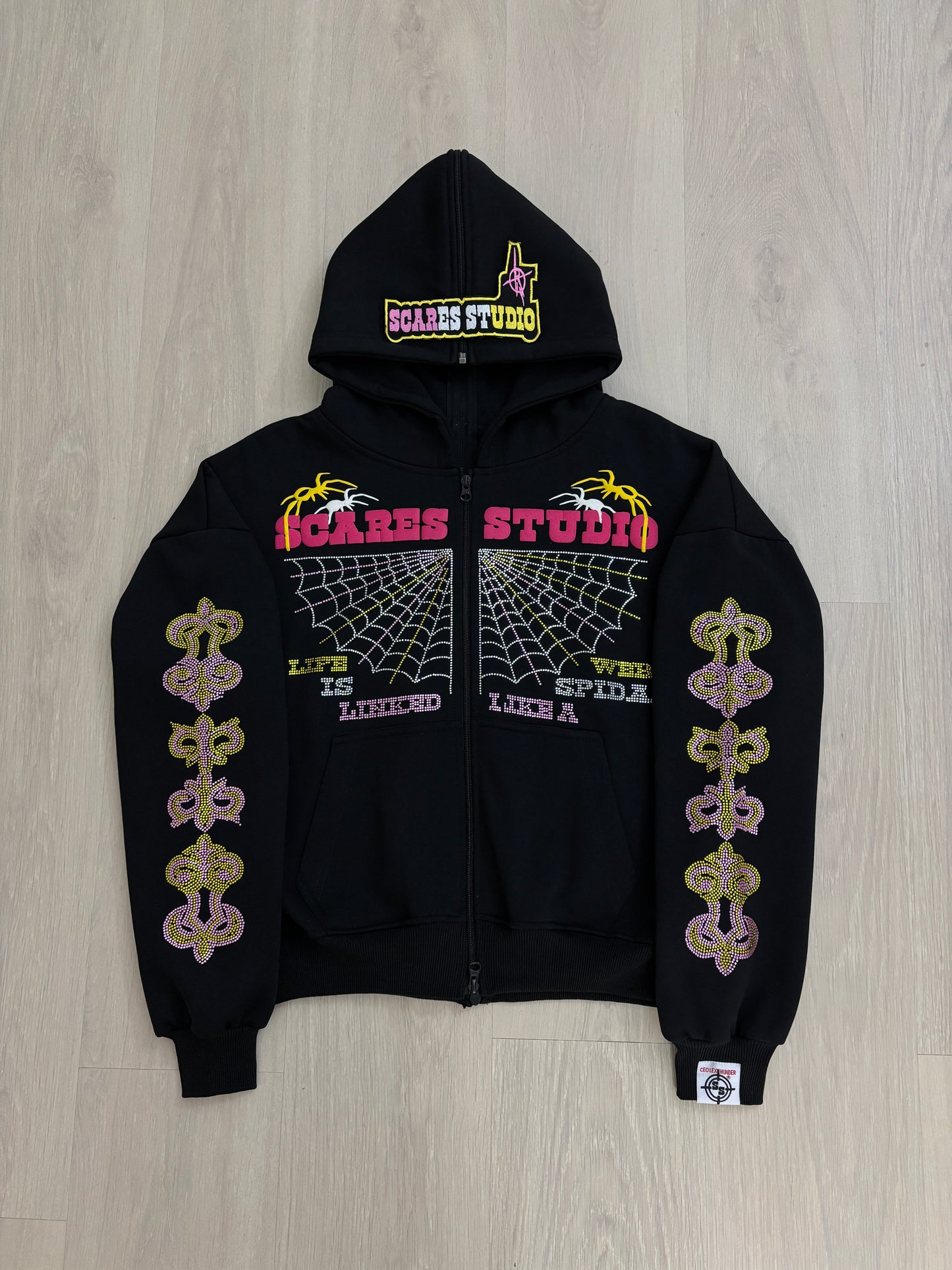 SPIDA WEB BLACK AND YELLOW ZIPPER