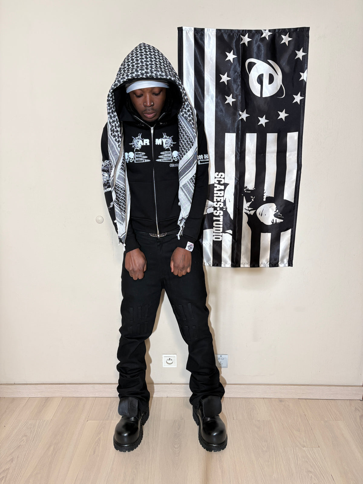 BLACK HYB. HOODIE [3 DIFFERENT HOODS STYLES]