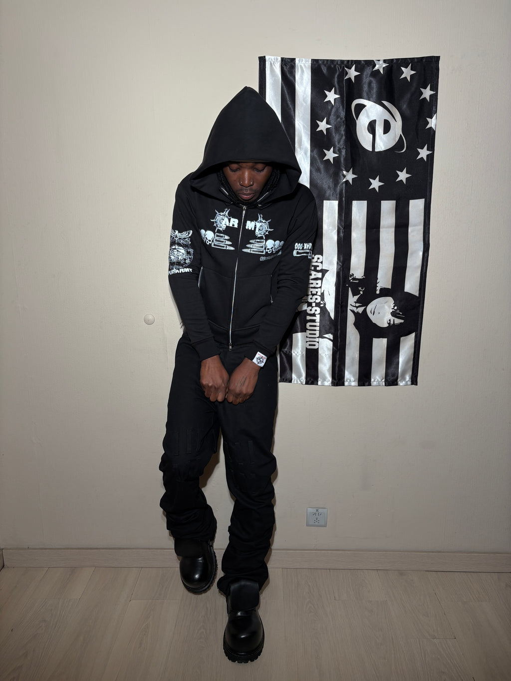 BLACK HYB. HOODIE [3 DIFFERENT HOODS STYLES]