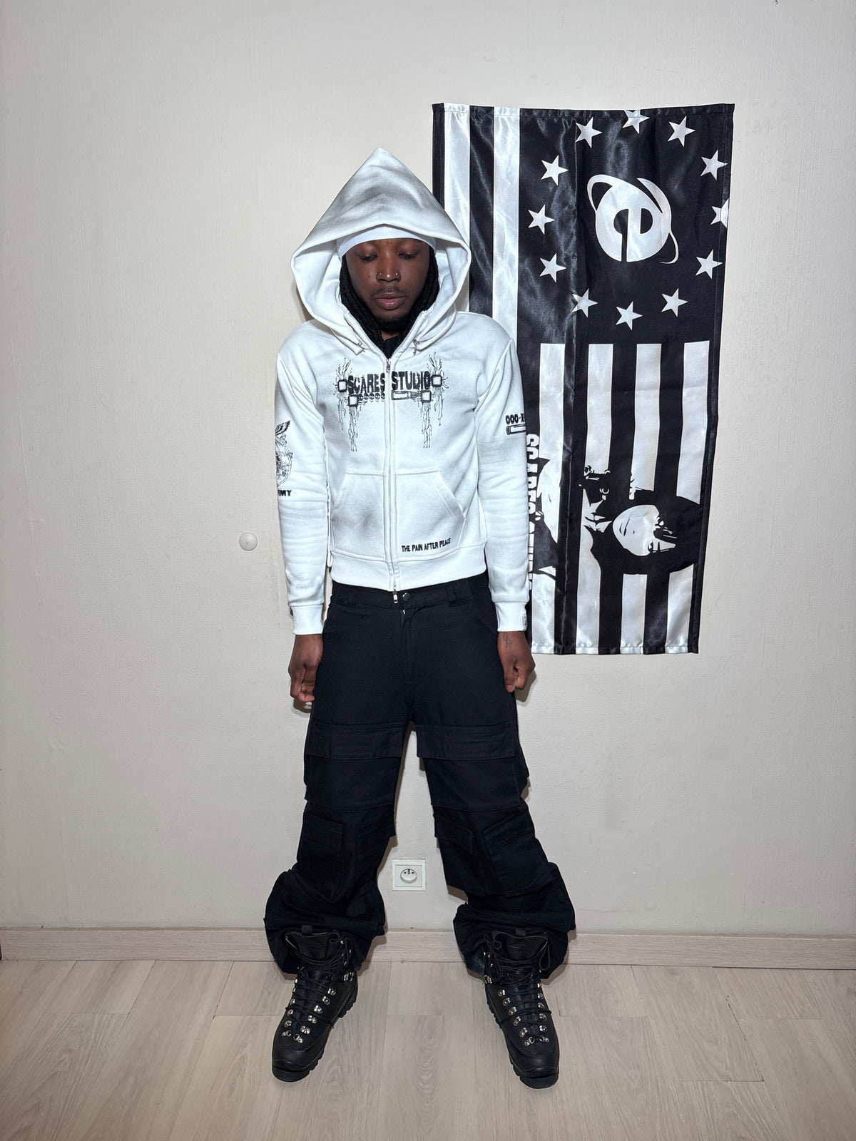 WHITE HYB. HOODIE [SCARF & NORMAL HOODS STYLES]