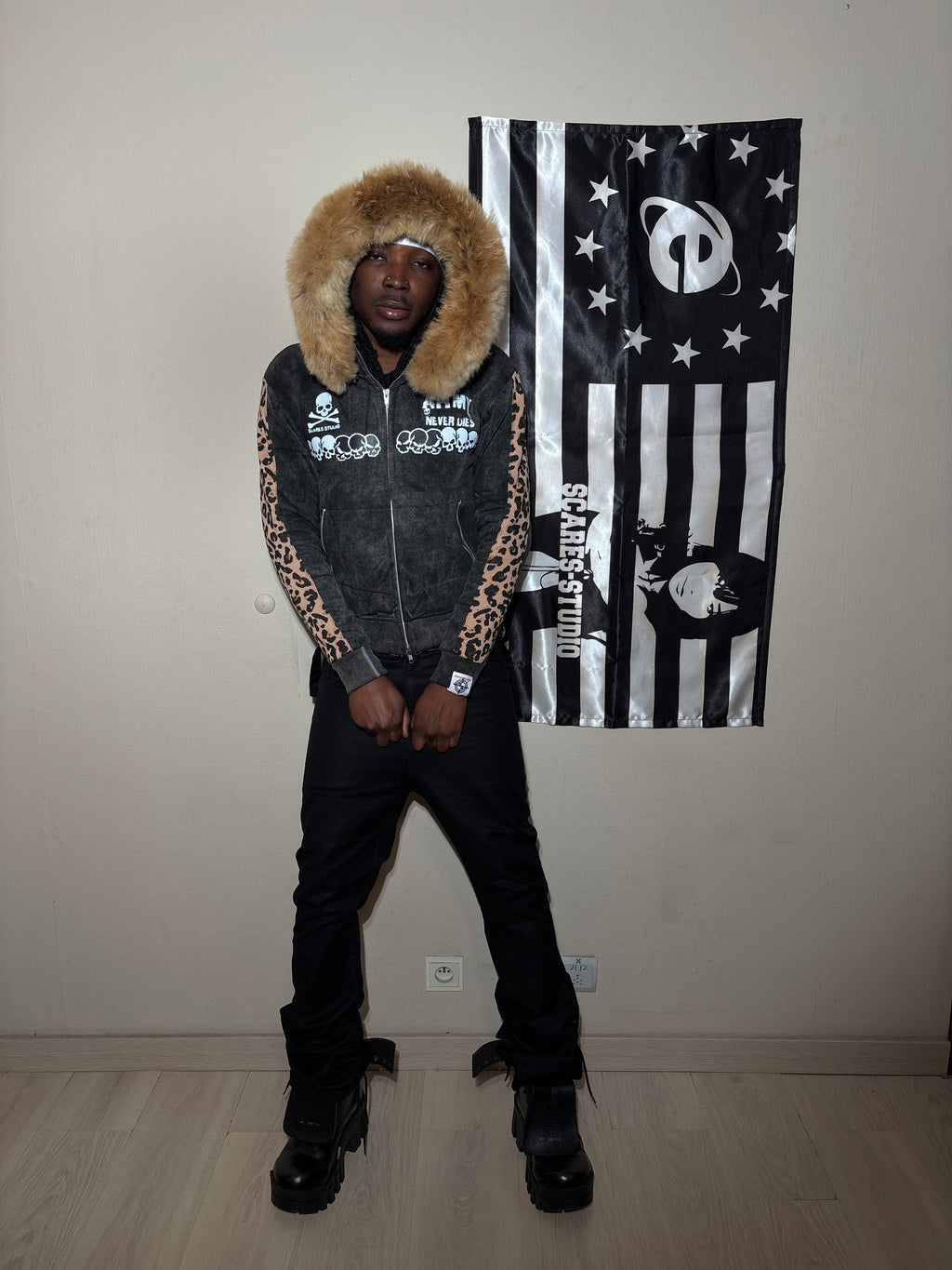 ACID WASH HYB. HOODIE [SCARF & FUR HOODS STYLES]