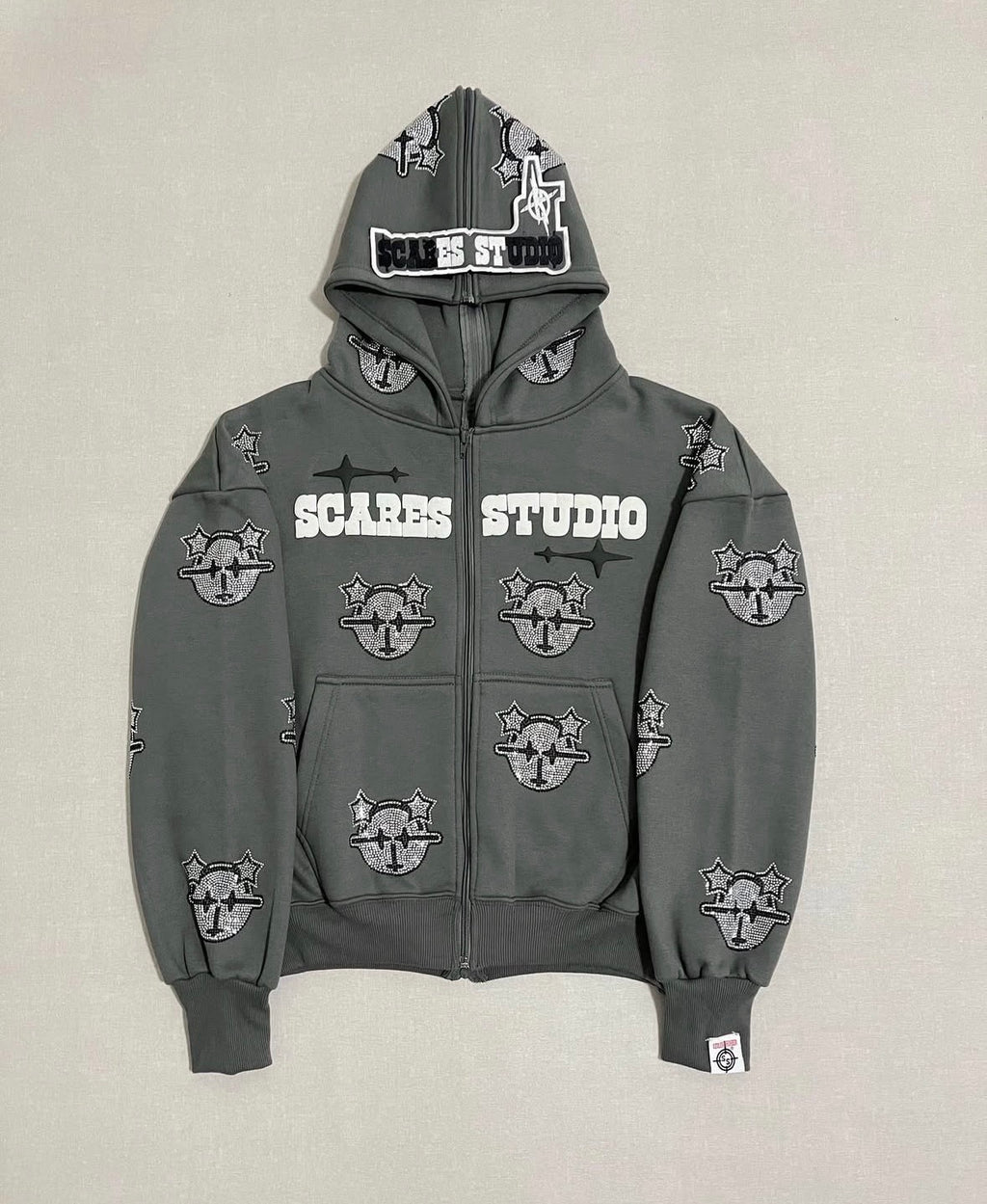 ASH GREY CARTOON STARS ZIPPER