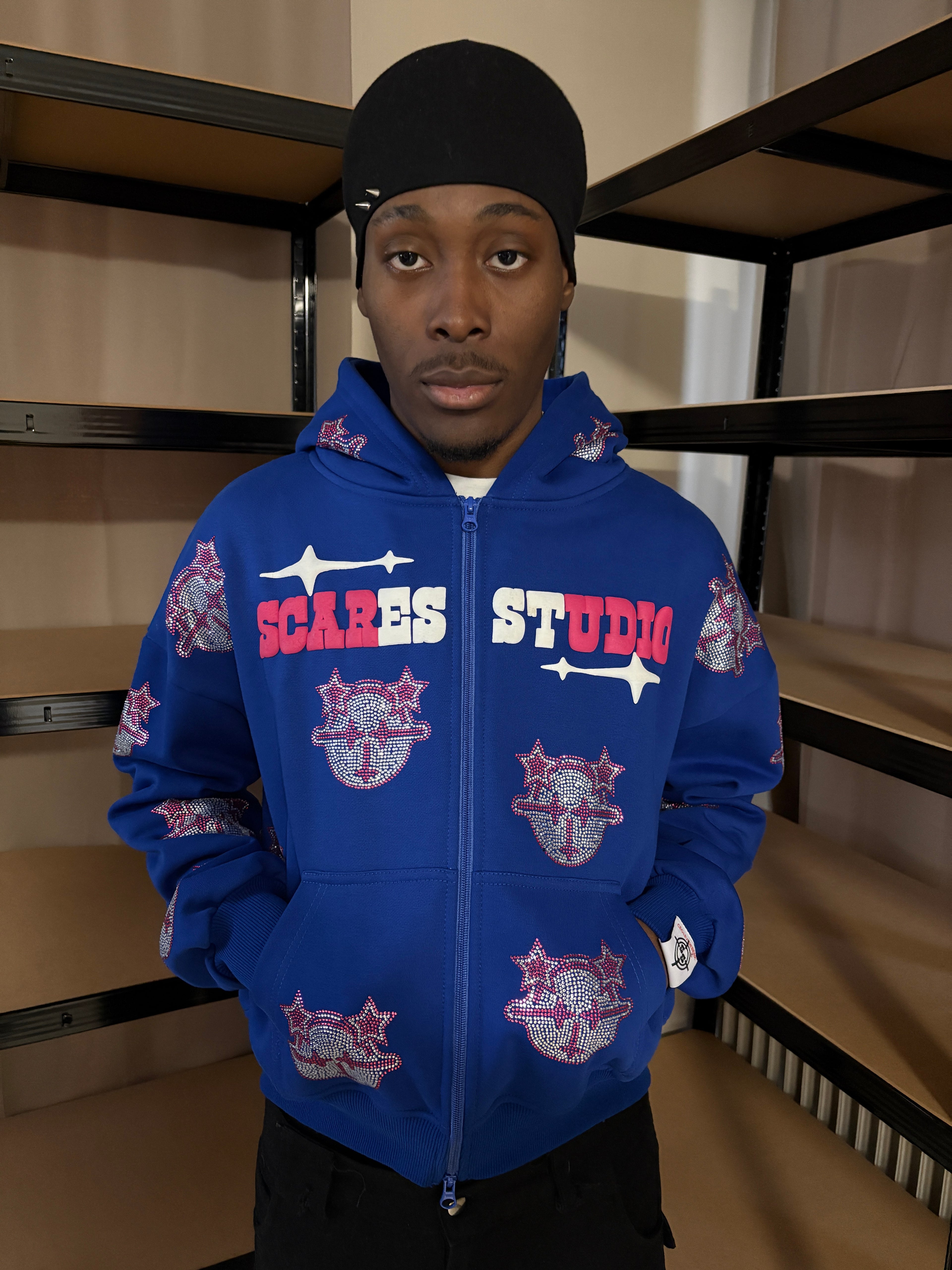 ROYAL BLUE CARTOON STARS ZIPPER