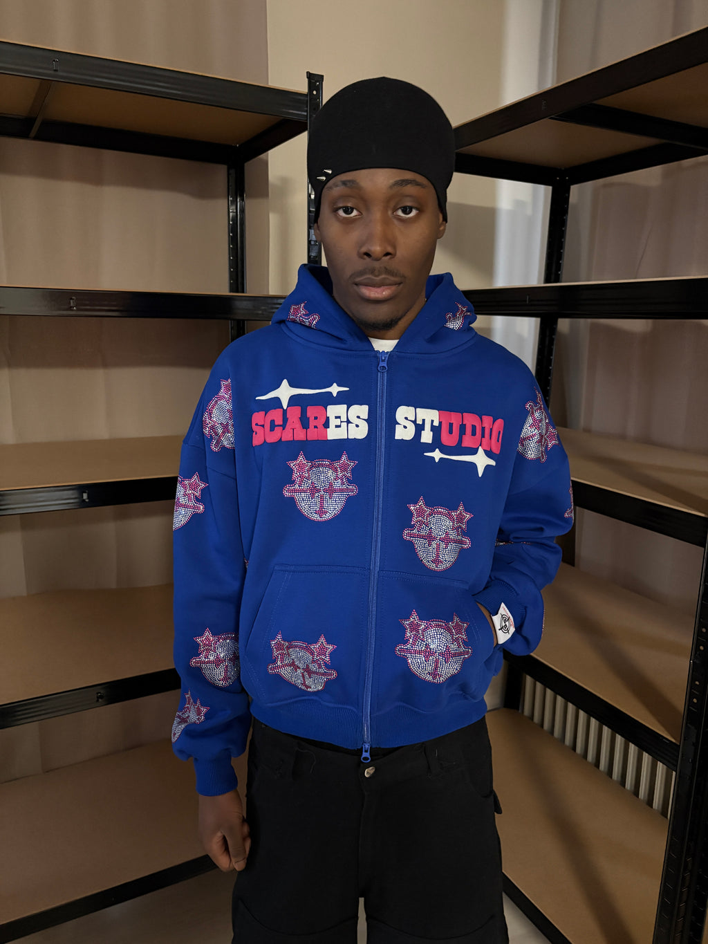 ROYAL BLUE CARTOON STARS ZIPPER