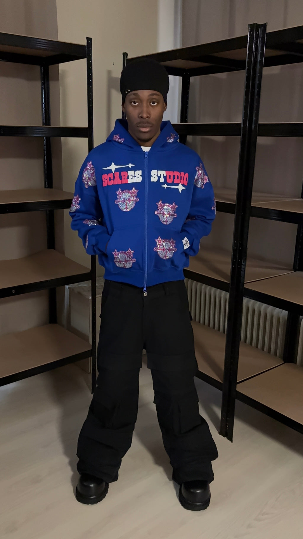 ROYAL BLUE CARTOON STARS ZIPPER