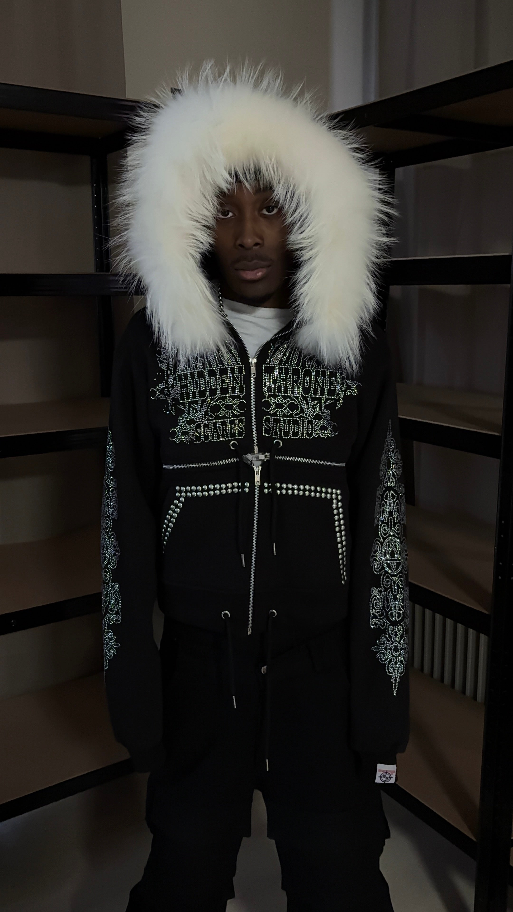 HIDDEN THRONE WHITE FUR HOODIE