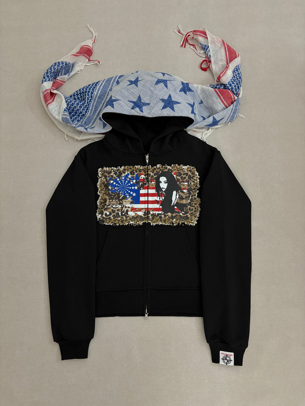 USA-CHEETAH FLAG TURBAN SCARF ZIPPER