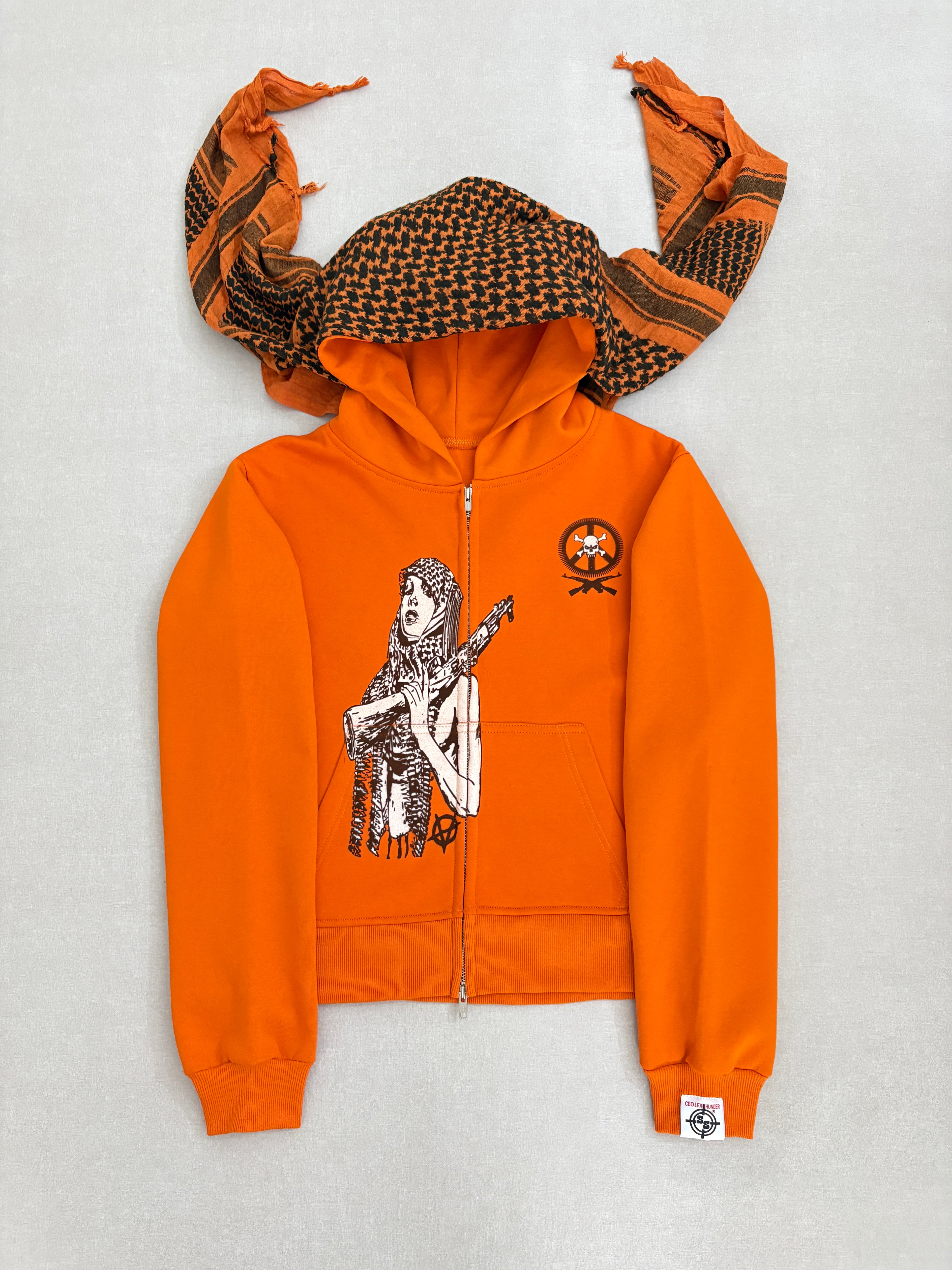 ANARCHY WARRIORS ORANGE TURBAN SCARF ZIPPER