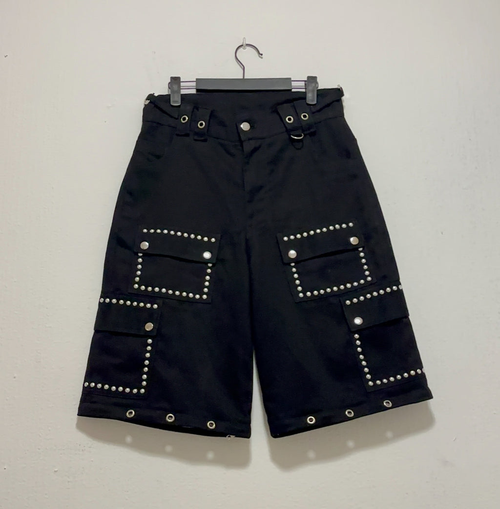 STUDS BAGGY CARGO (JORTS) DENIM PANTS
