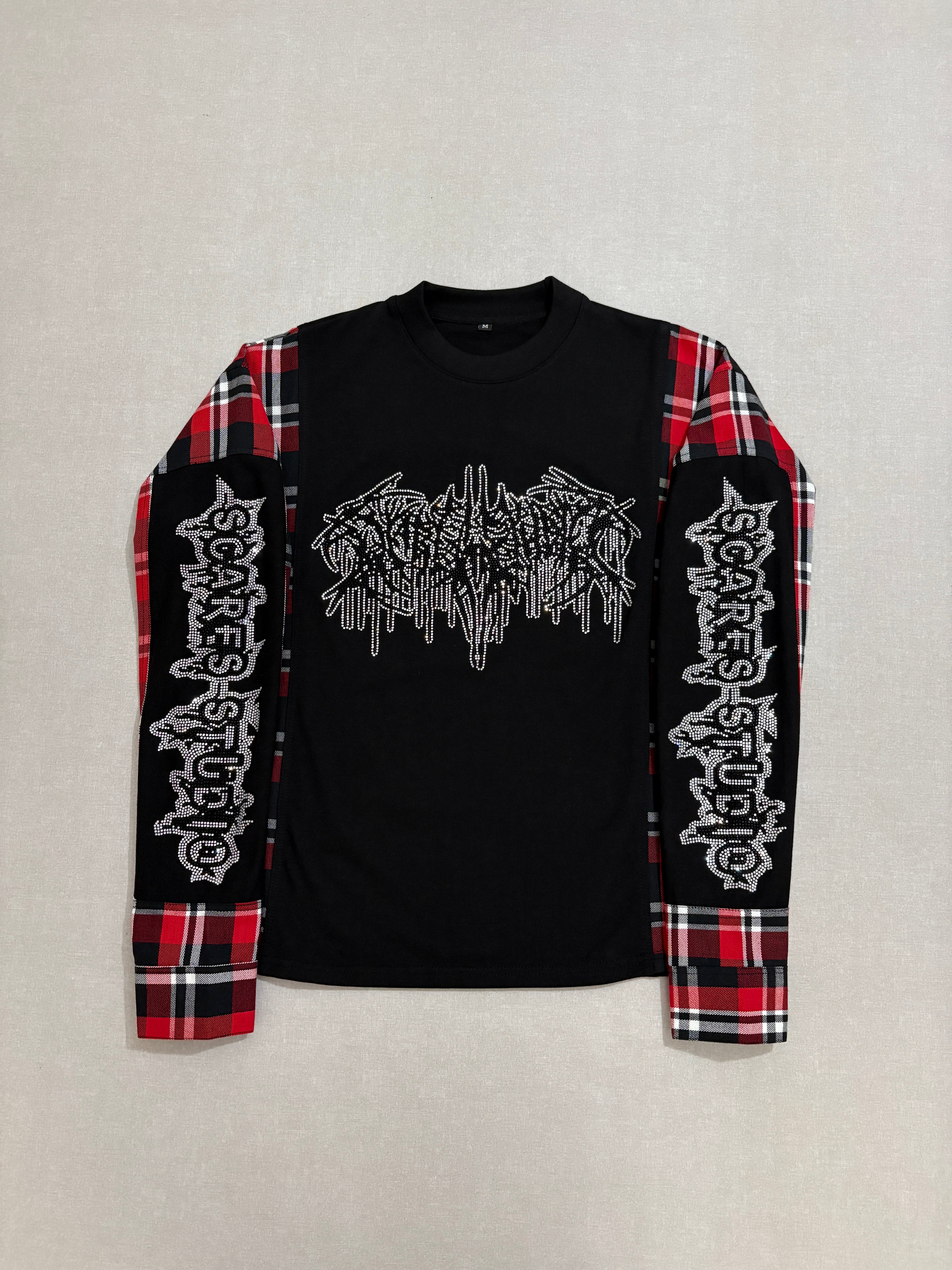 RED & WHITE FLANNEL LONG-SLEEVE T-SHIRT