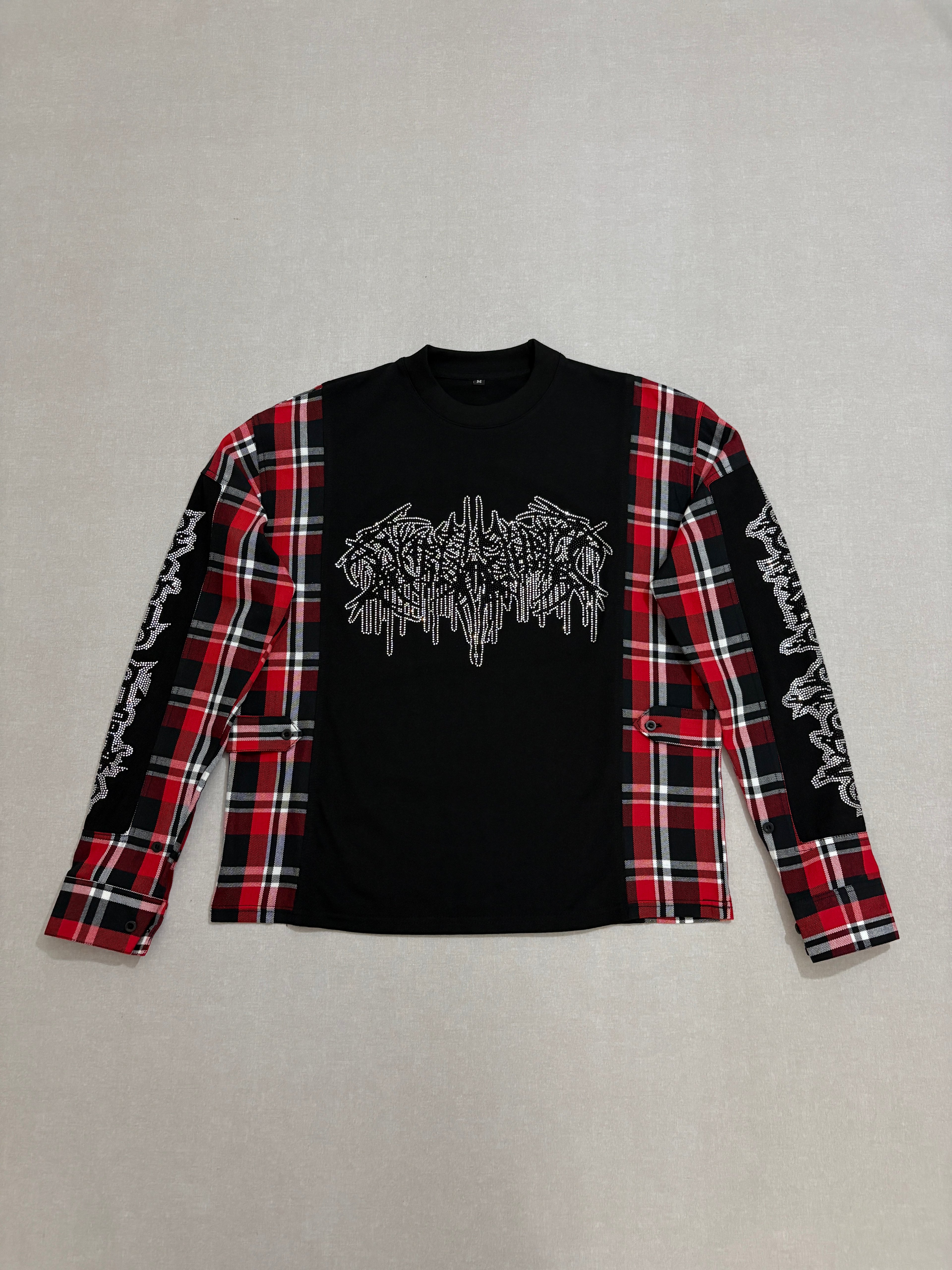 RED & WHITE FLANNEL LONG-SLEEVE T-SHIRT