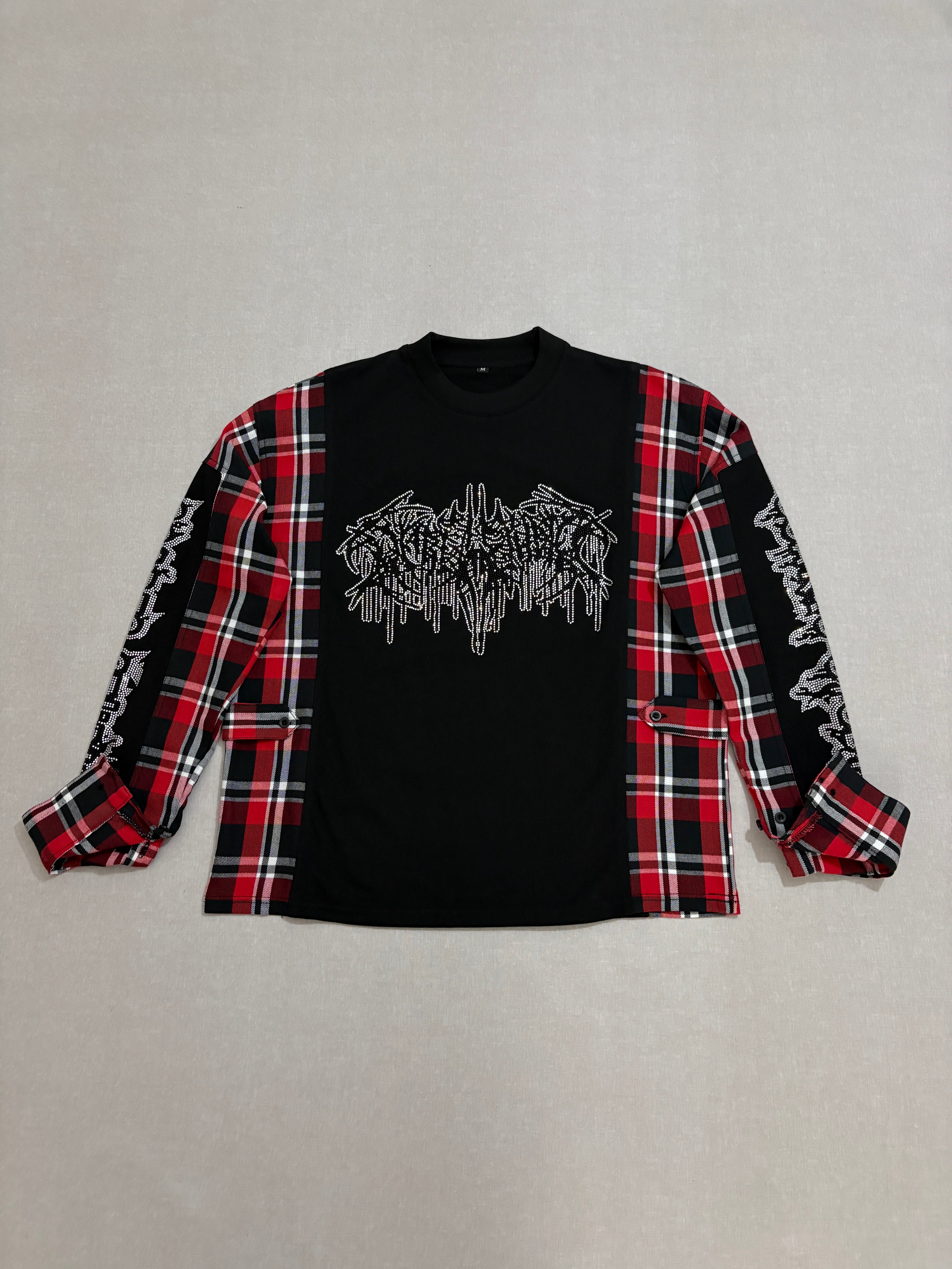 RED & WHITE FLANNEL LONG-SLEEVE T-SHIRT