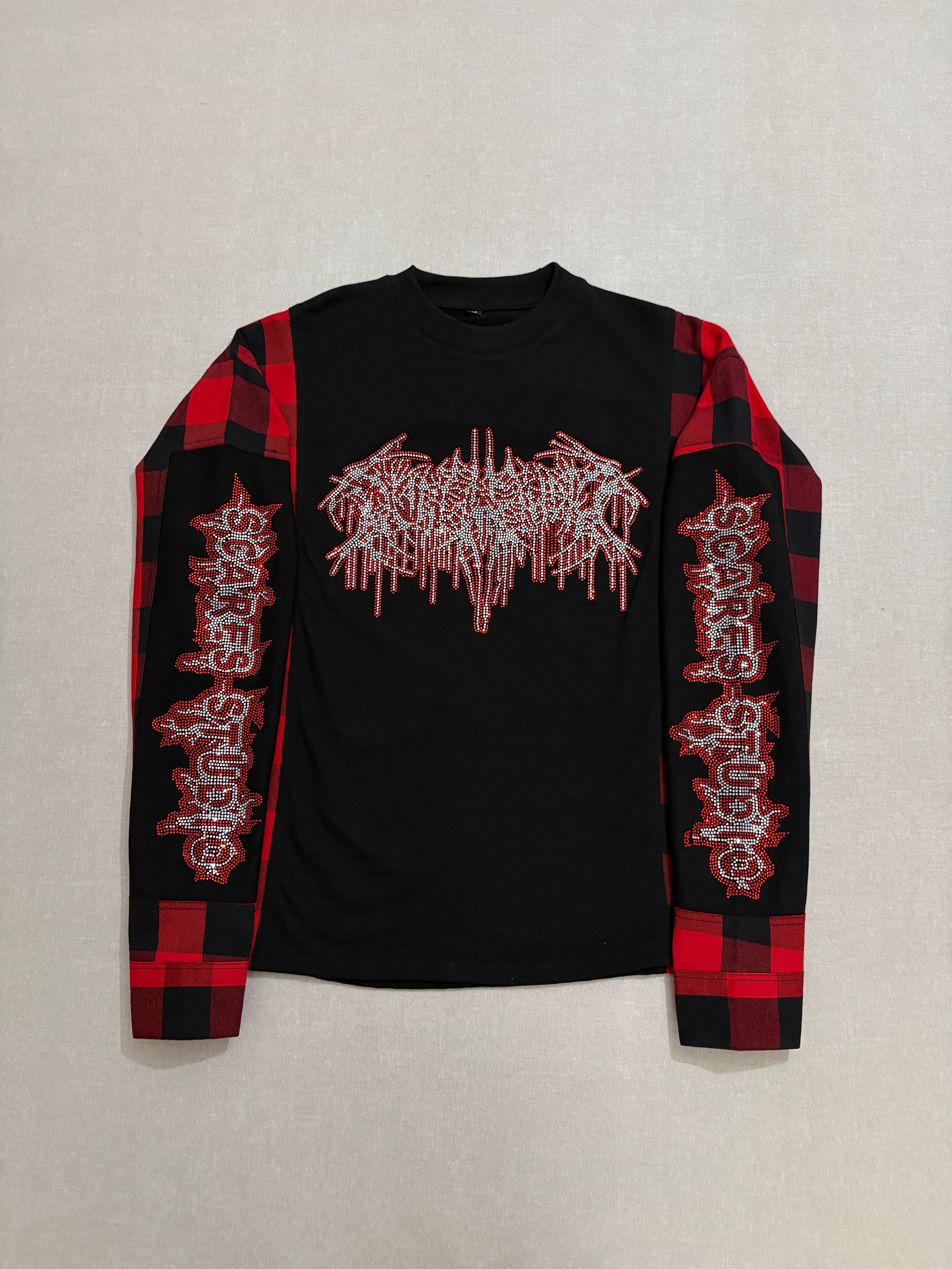 RED & BLACK FLANNEL LONG-SLEEVE T-SHIRT