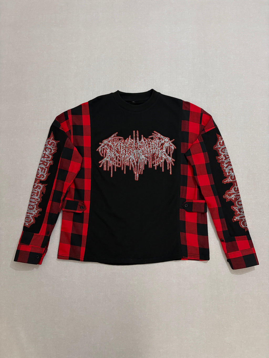 RED & BLACK FLANNEL LONG-SLEEVE T-SHIRT