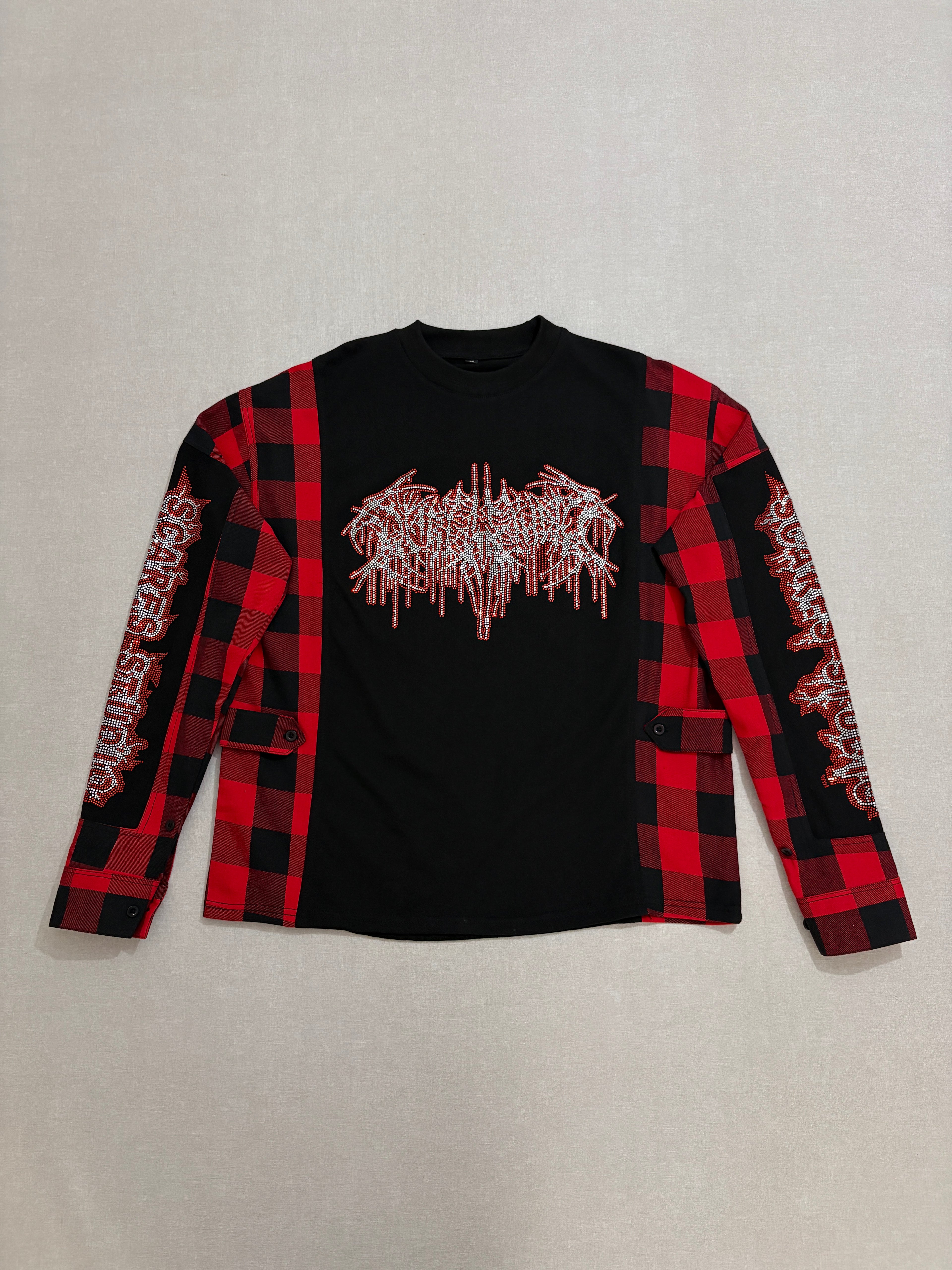 RED & BLACK FLANNEL LONG-SLEEVE T-SHIRT