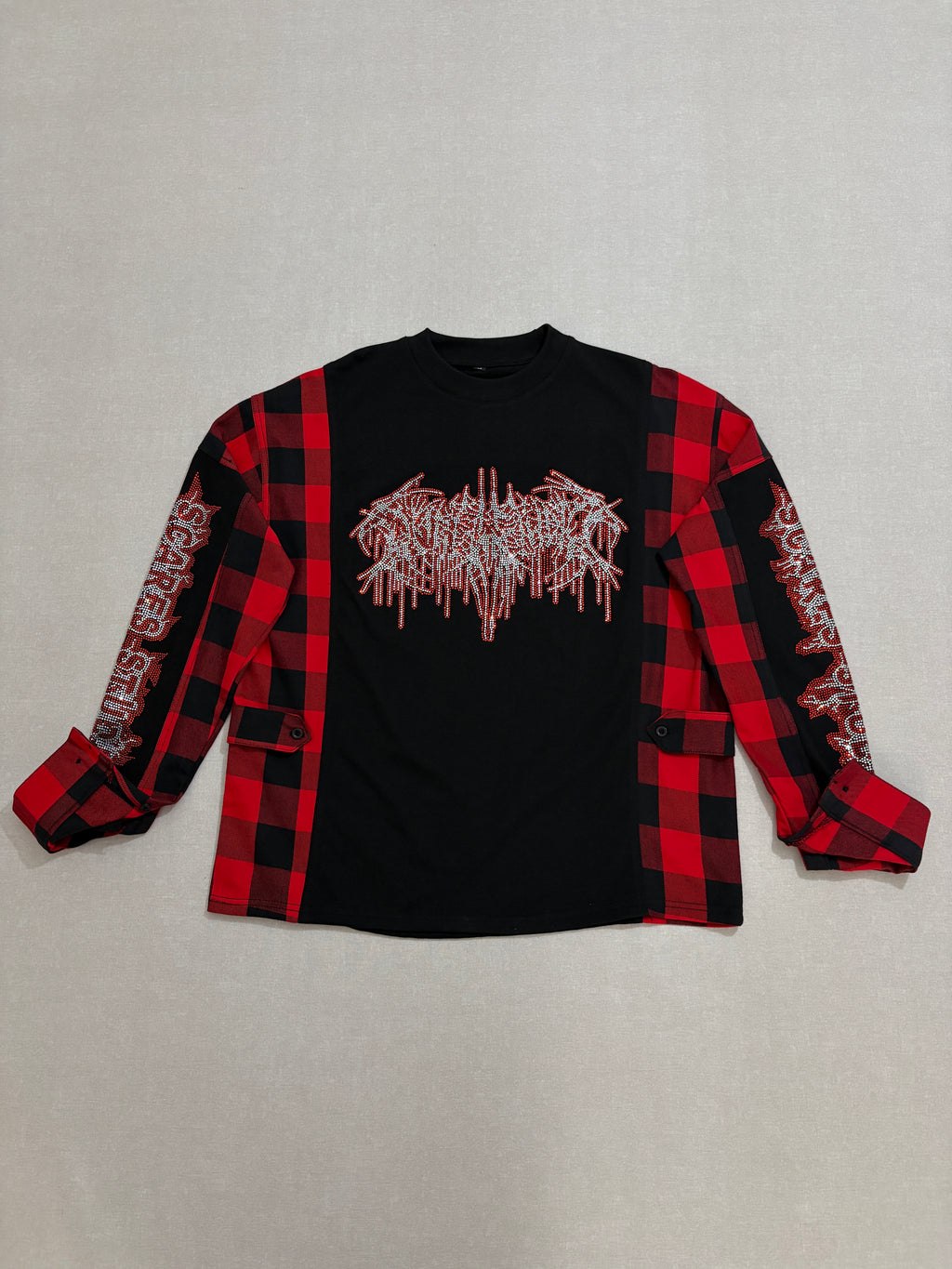 RED & BLACK FLANNEL LONG-SLEEVE T-SHIRT