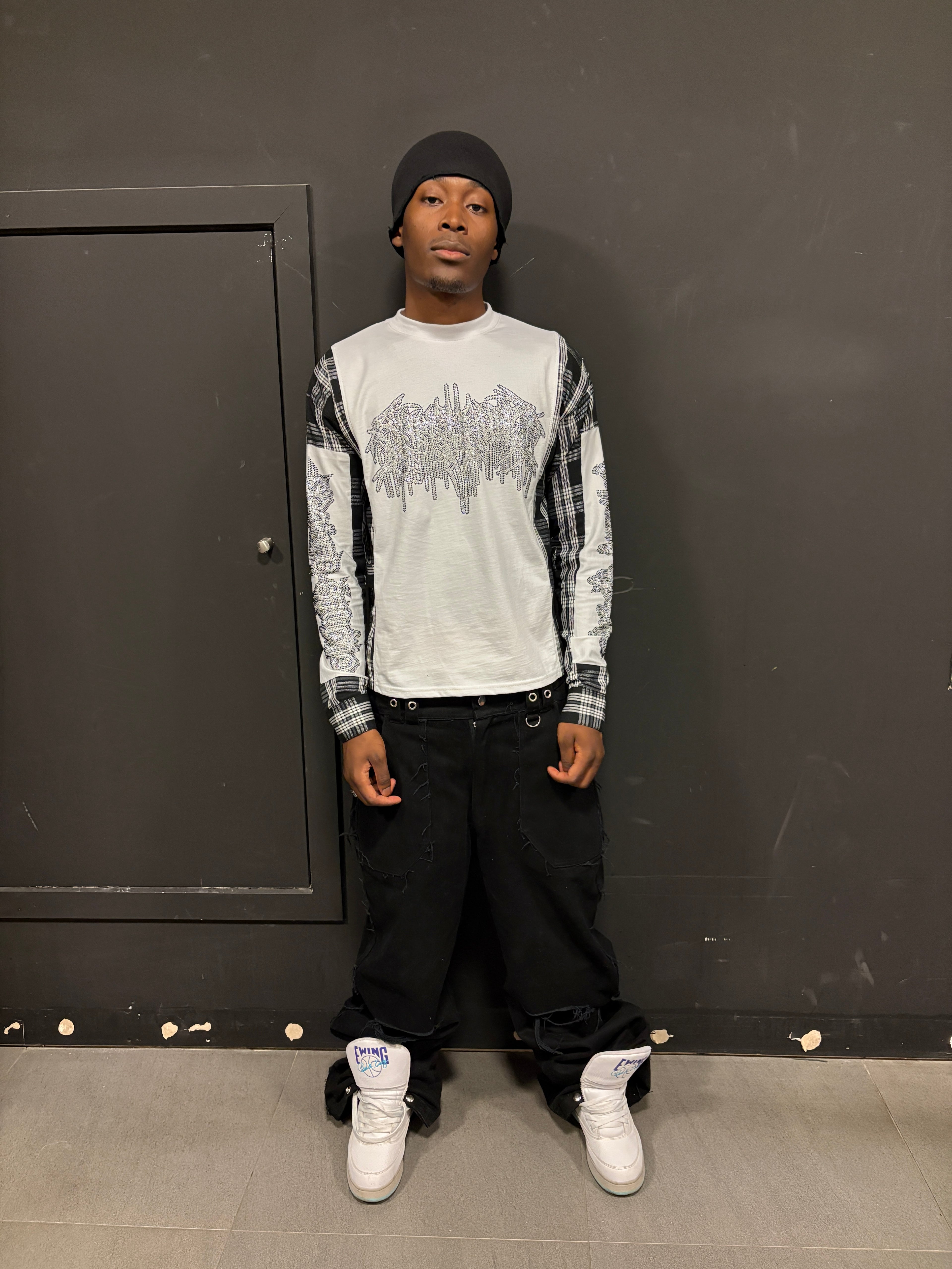 WHITE FLANNEL LONG-SLEEVE T-SHIRT