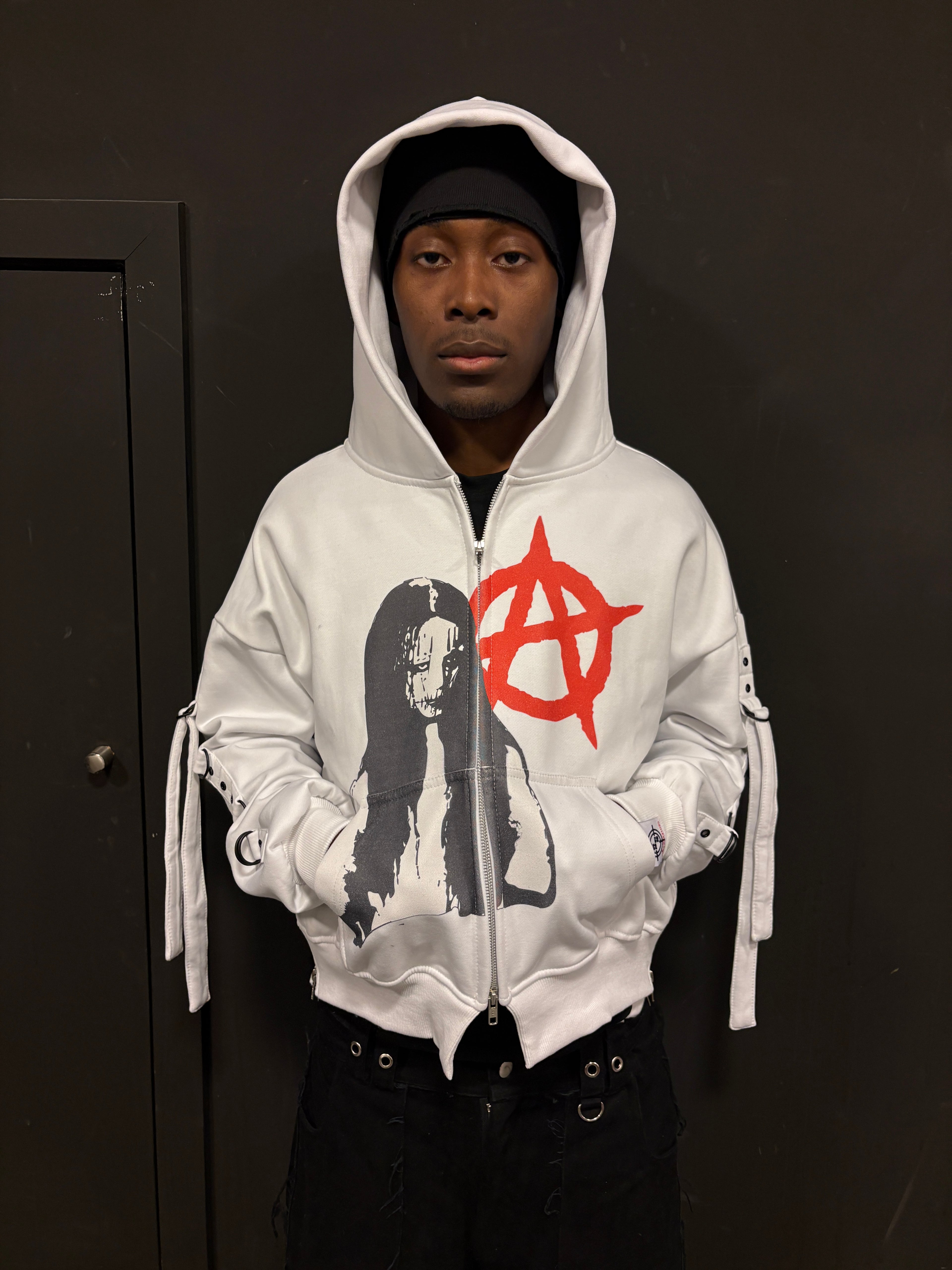 WHITE CHAOTIC ANARCHY CLAN ZIPPER