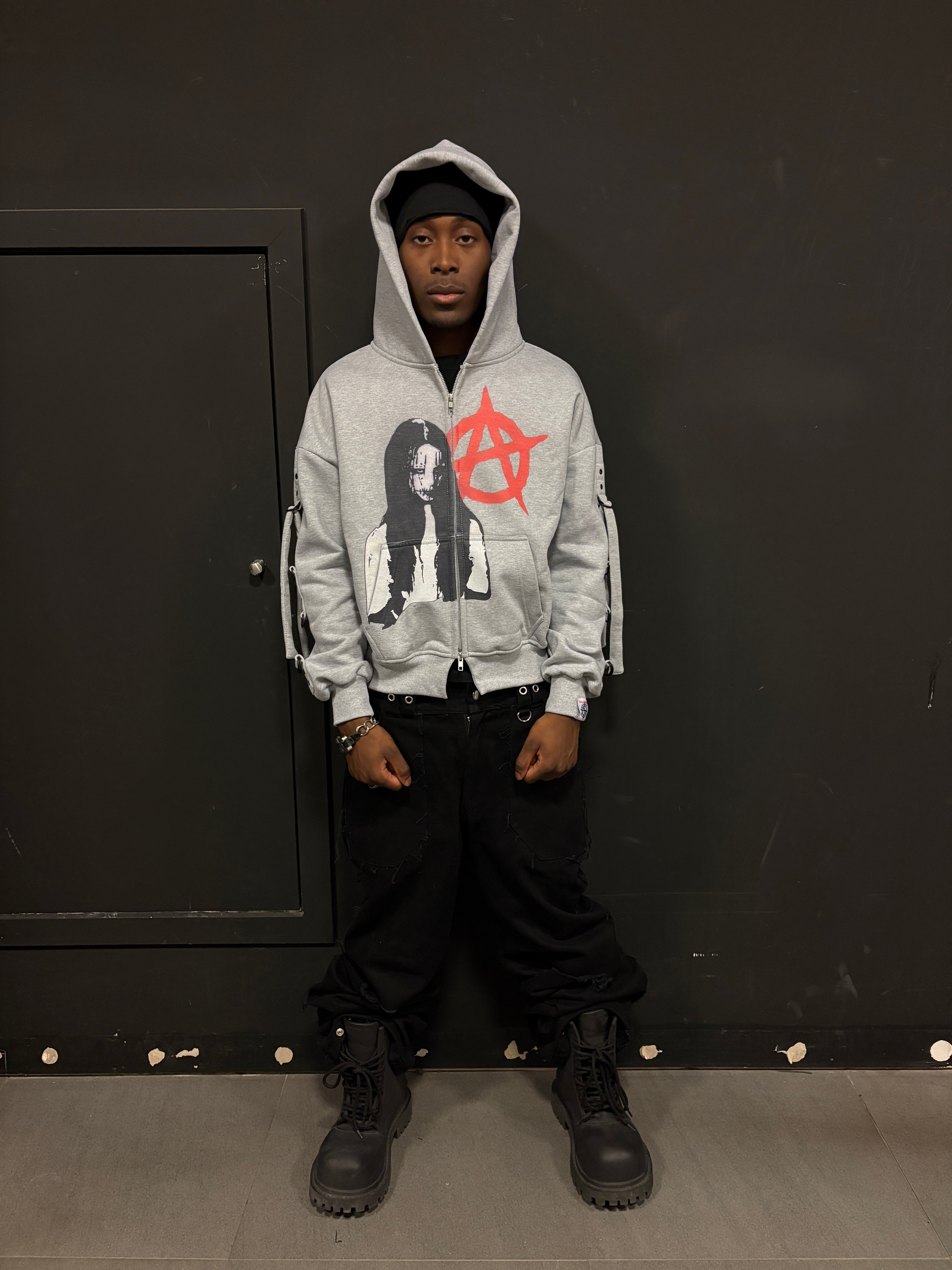 HEATHER GREY CHAOTIC ANARCHY CLAN ZIPPER