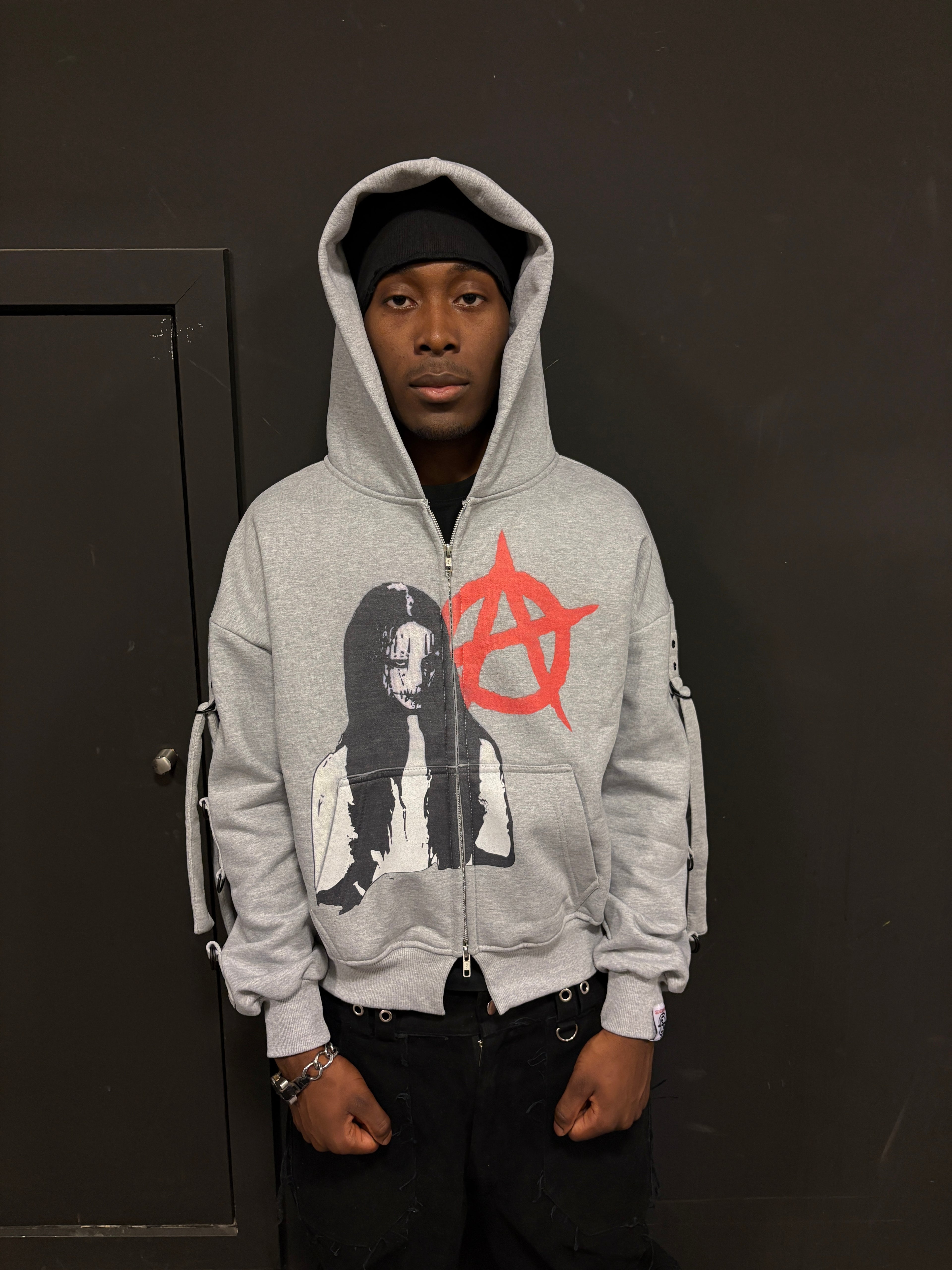 HEATHER GREY CHAOTIC ANARCHY CLAN ZIPPER