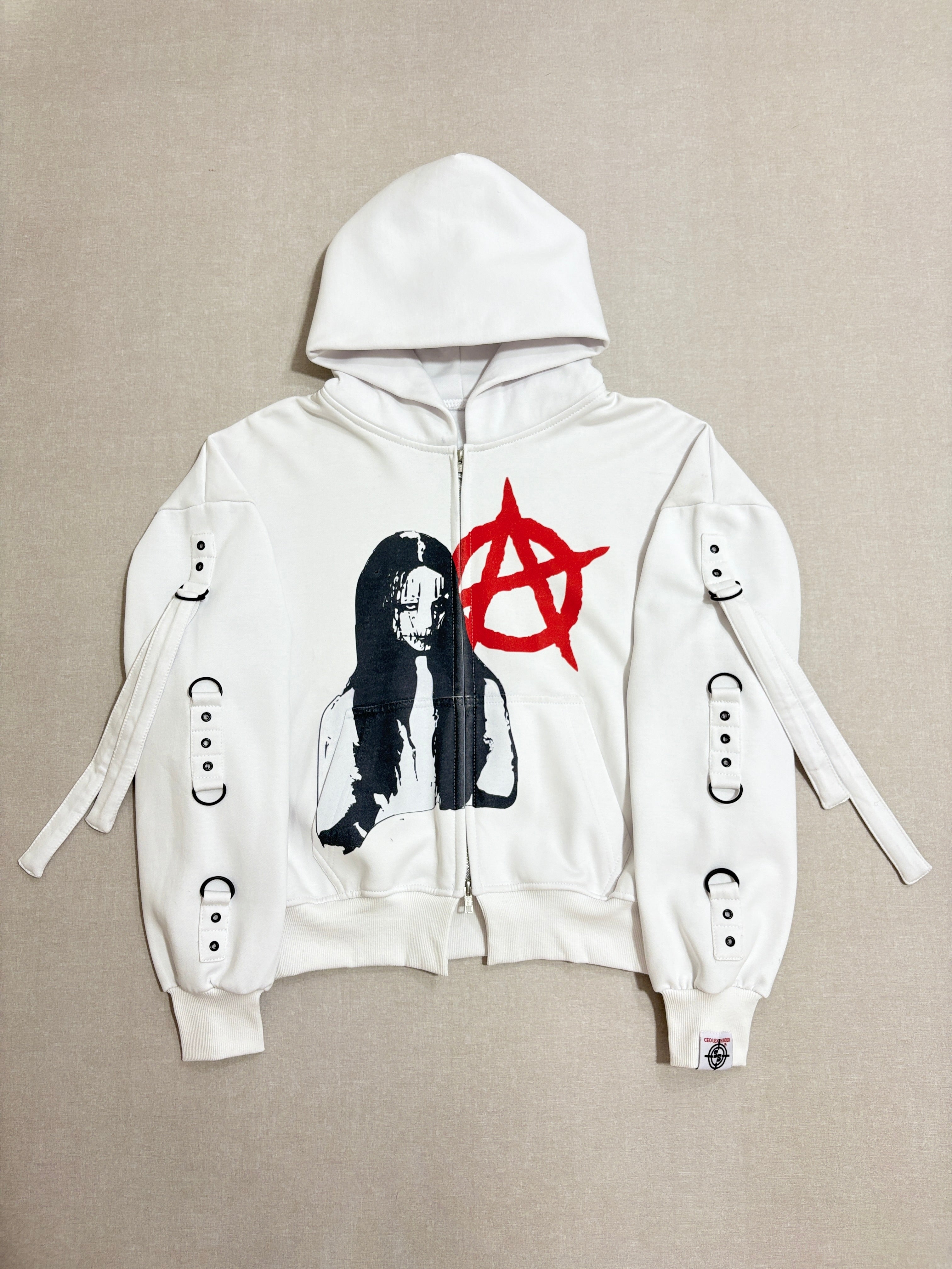 WHITE CHAOTIC ANARCHY CLAN ZIPPER