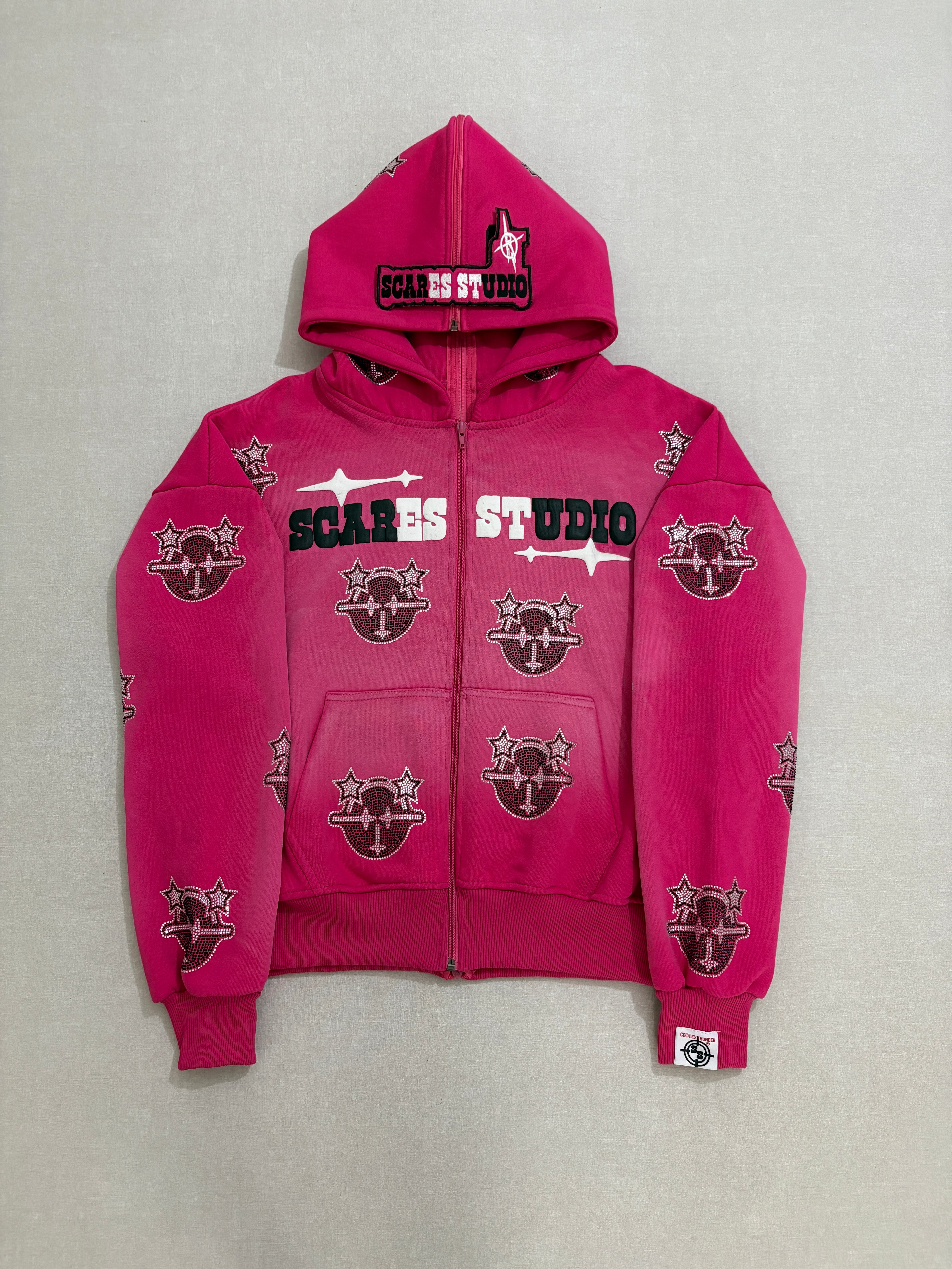 PINK SPRAY WASH CARTOON STARS ZIPPER