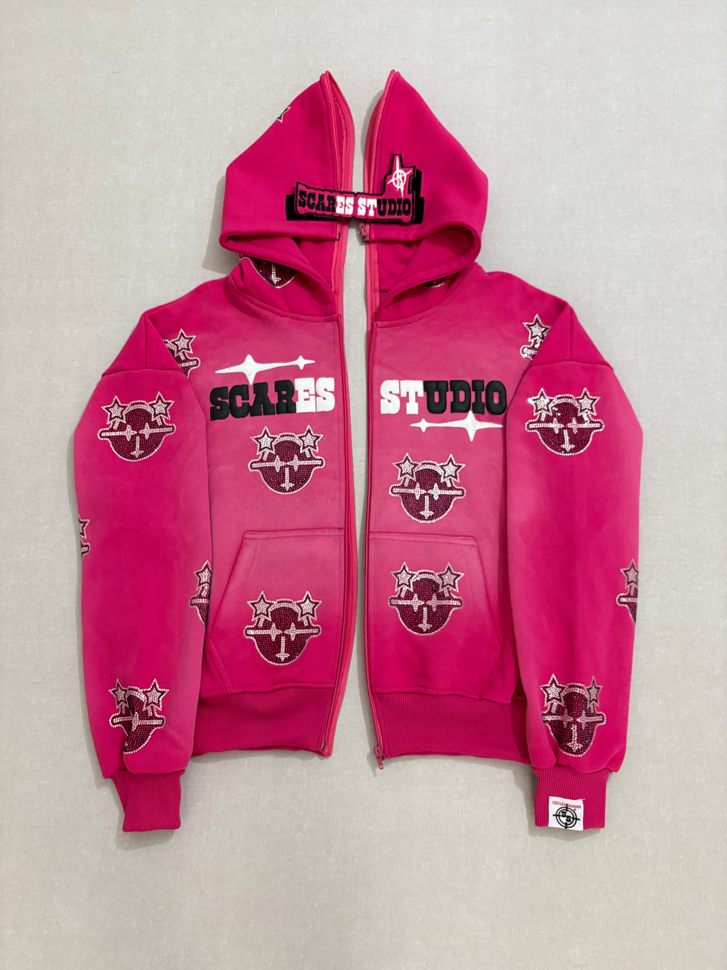 PINK SPRAY WASH CARTOON STARS ZIPPER