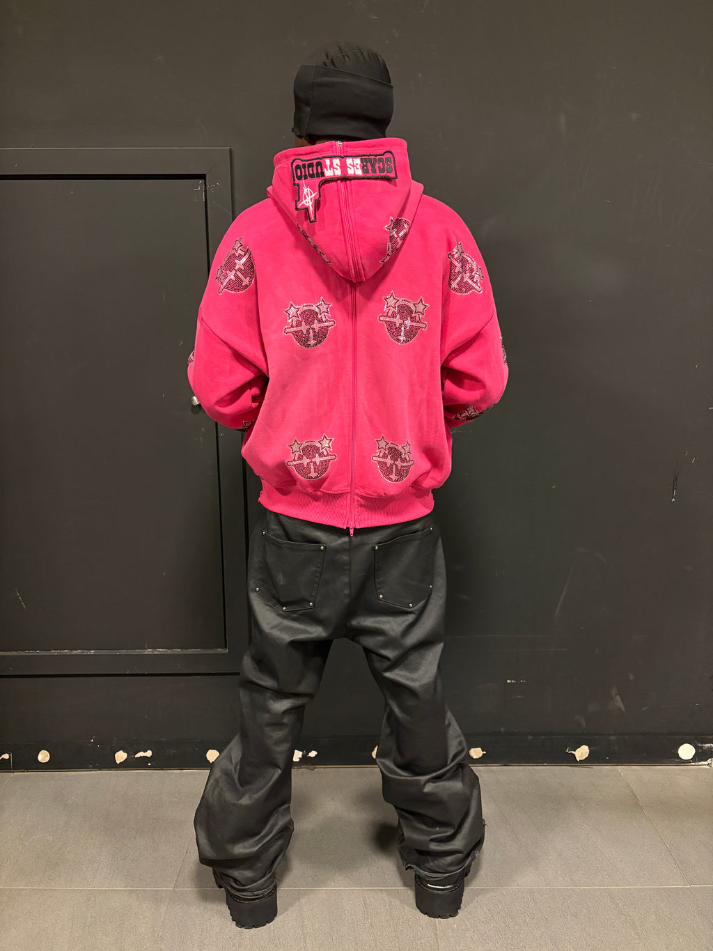 PINK SPRAY WASH CARTOON STARS ZIPPER