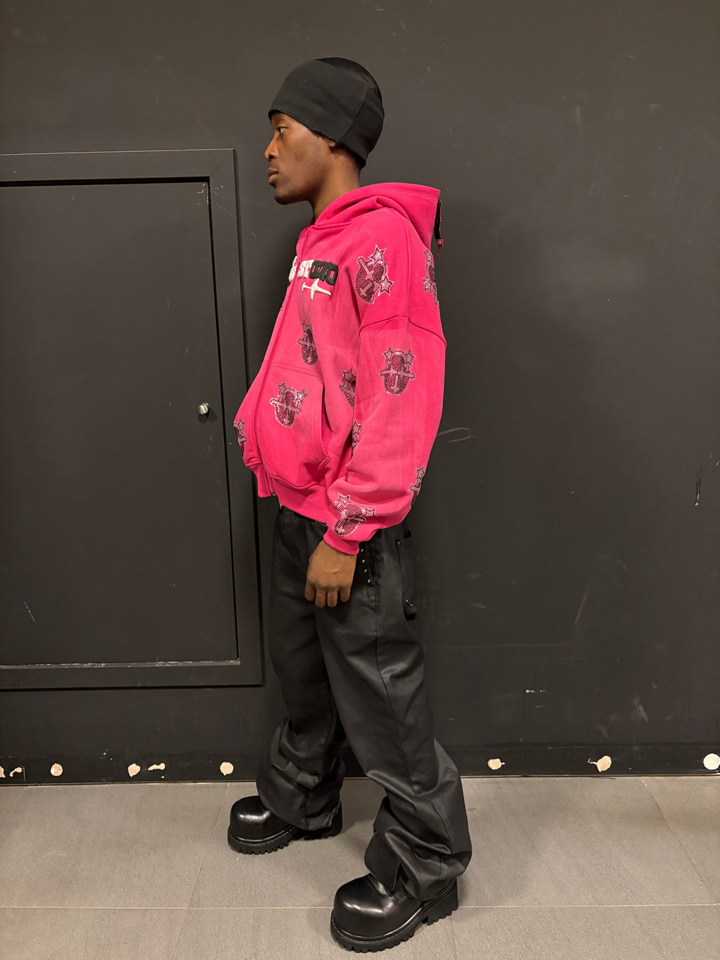 PINK SPRAY WASH CARTOON STARS ZIPPER