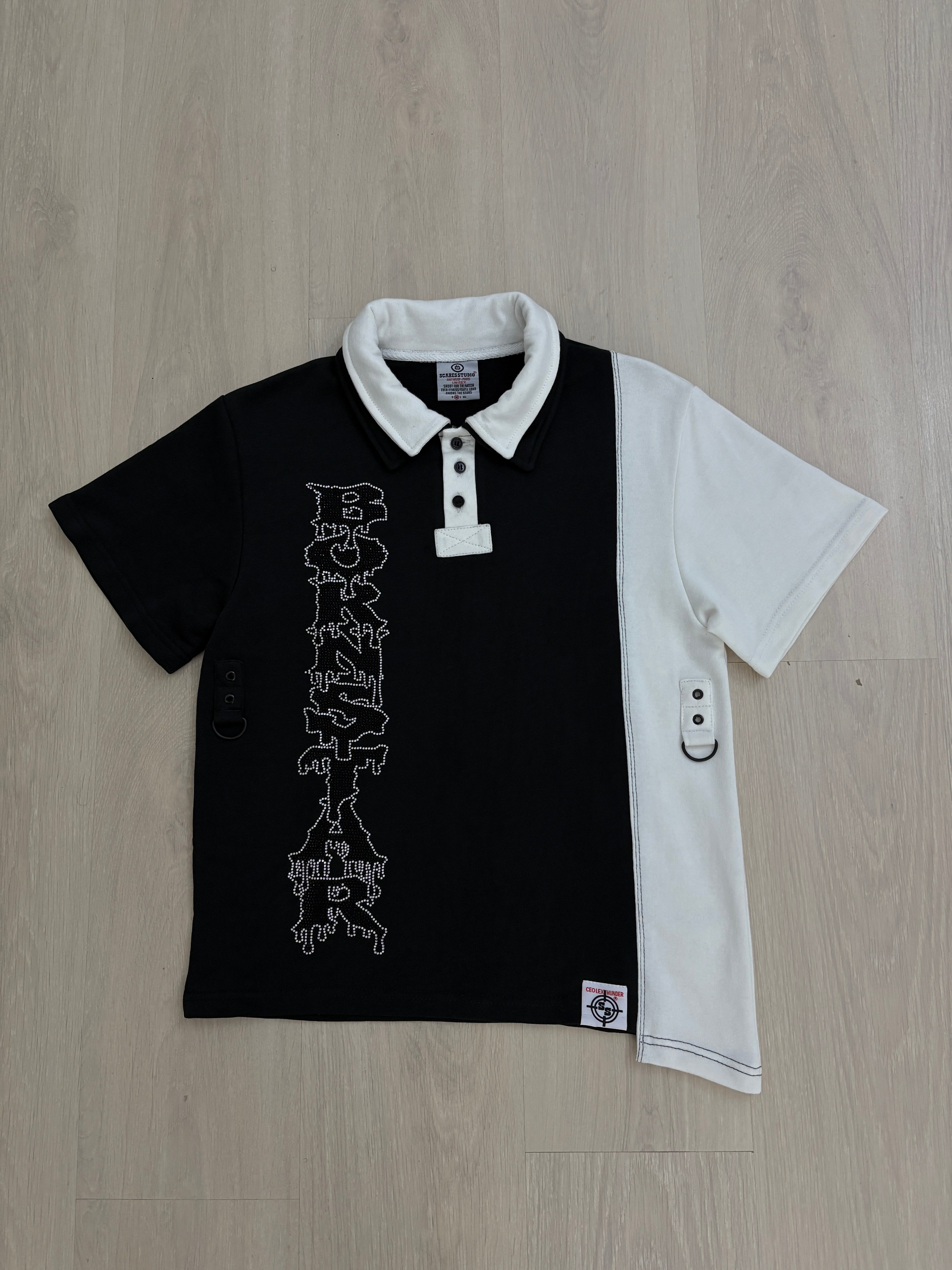 BORNSTAR WHITE & BLACK POLO SHIRT