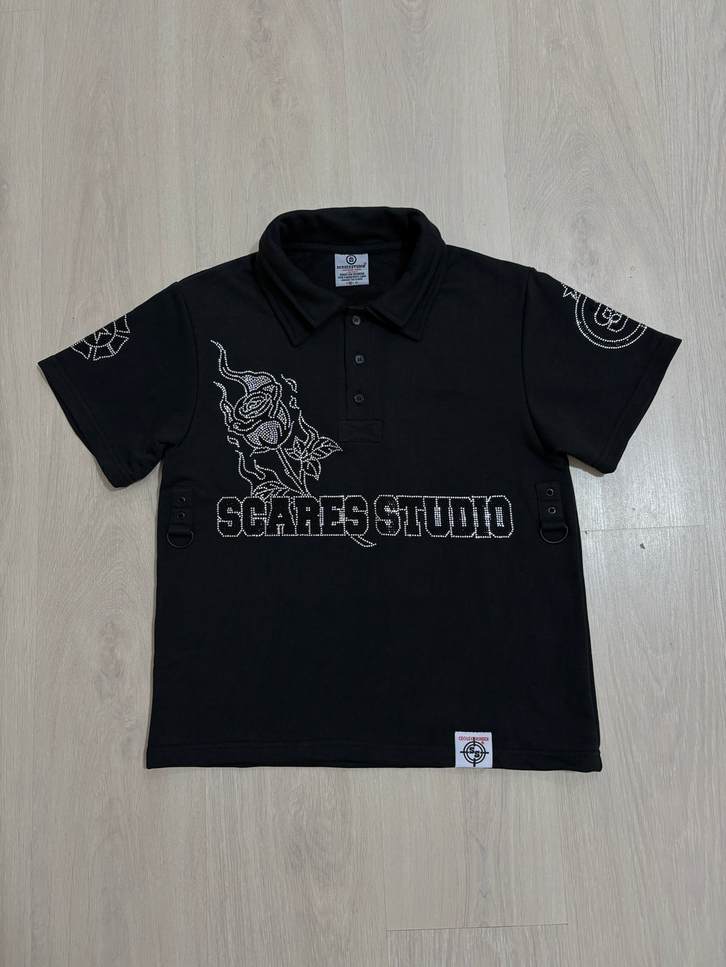 THE NEW BORNSTAR ROSE BLACK POLO SHIRT