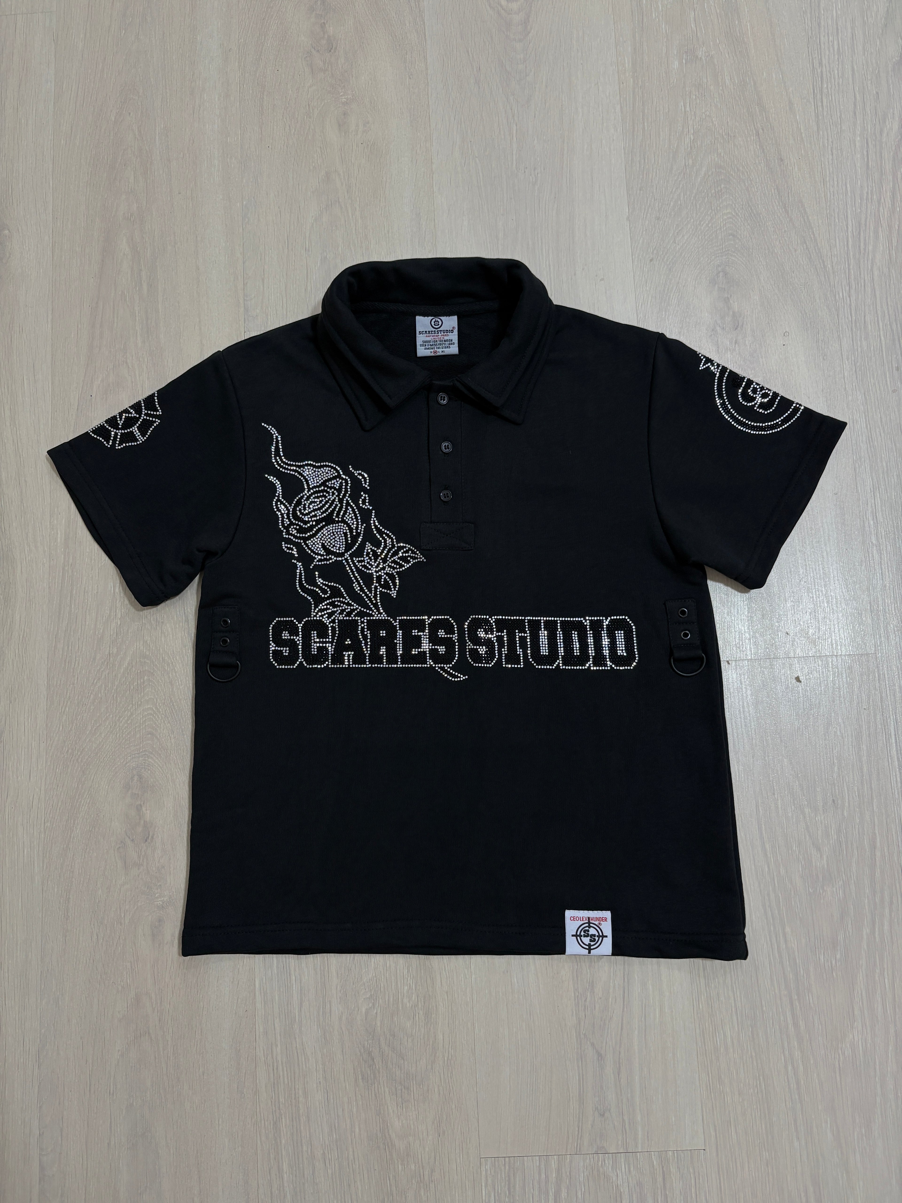 THE NEW BORNSTAR ROSE BLACK POLO SHIRT