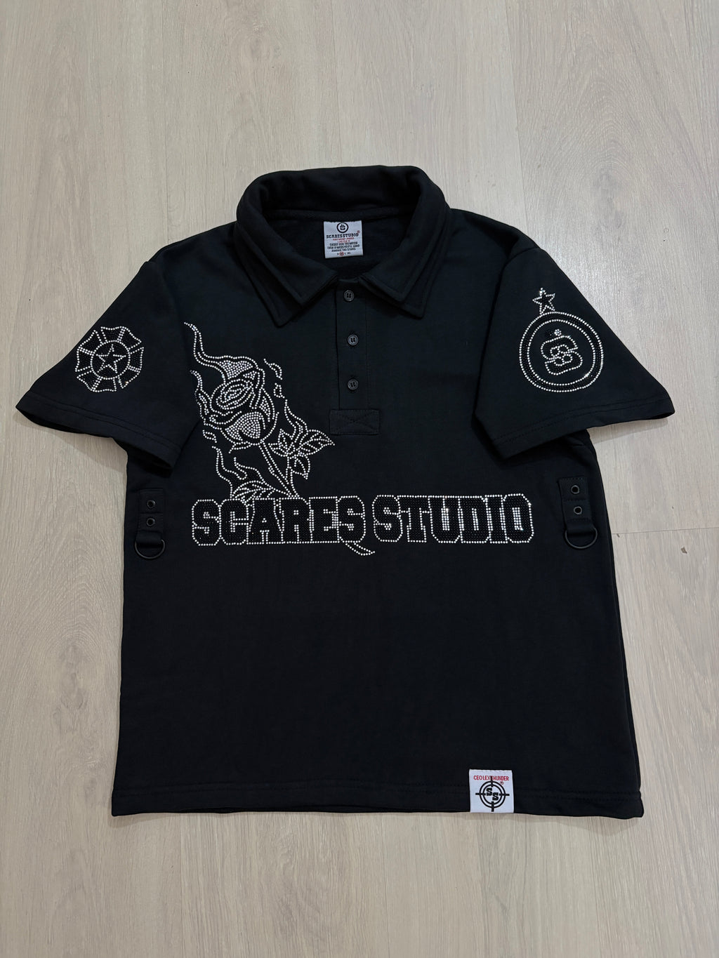THE NEW BORNSTAR ROSE BLACK POLO SHIRT
