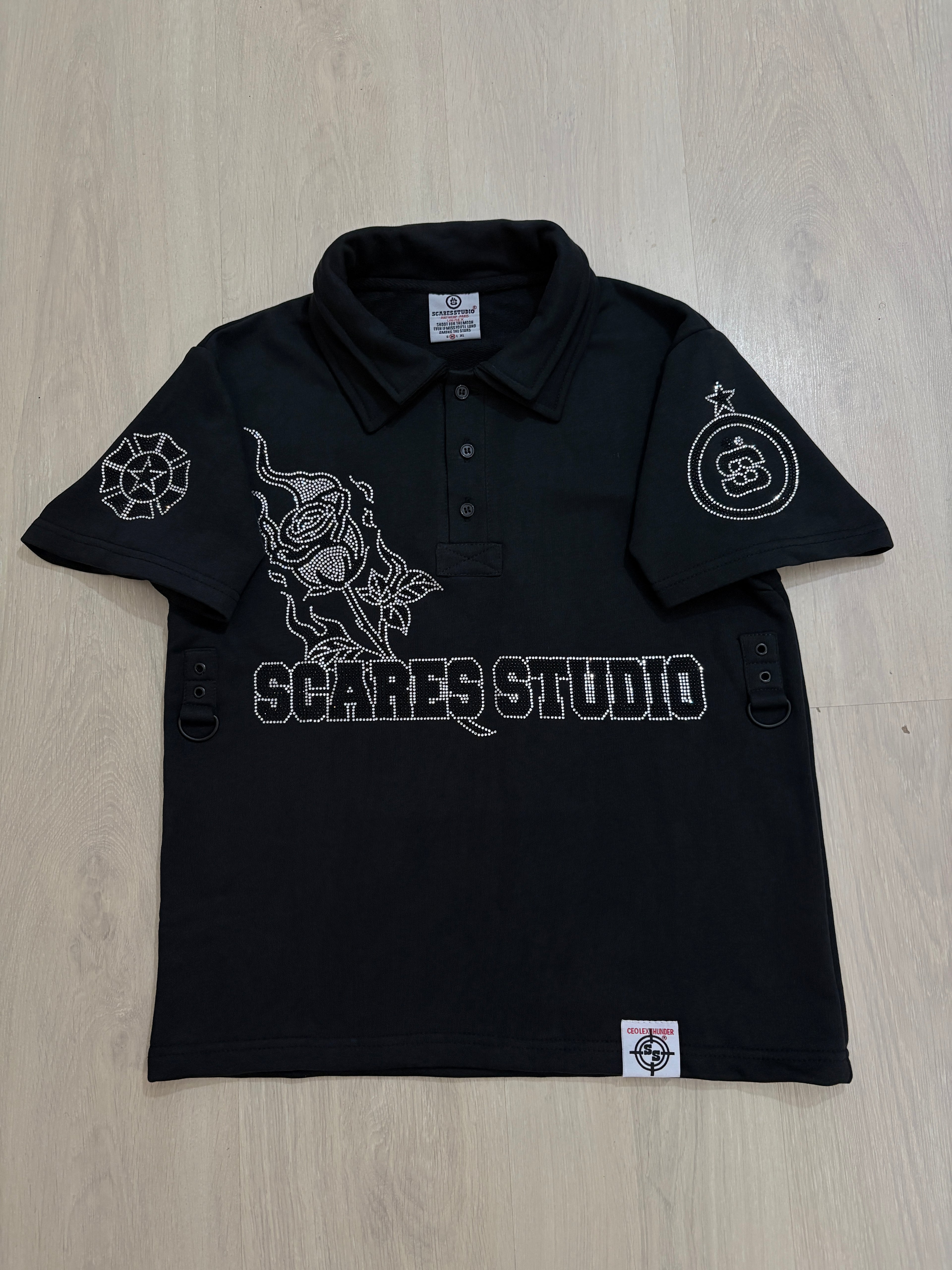 THE NEW BORNSTAR ROSE BLACK POLO SHIRT