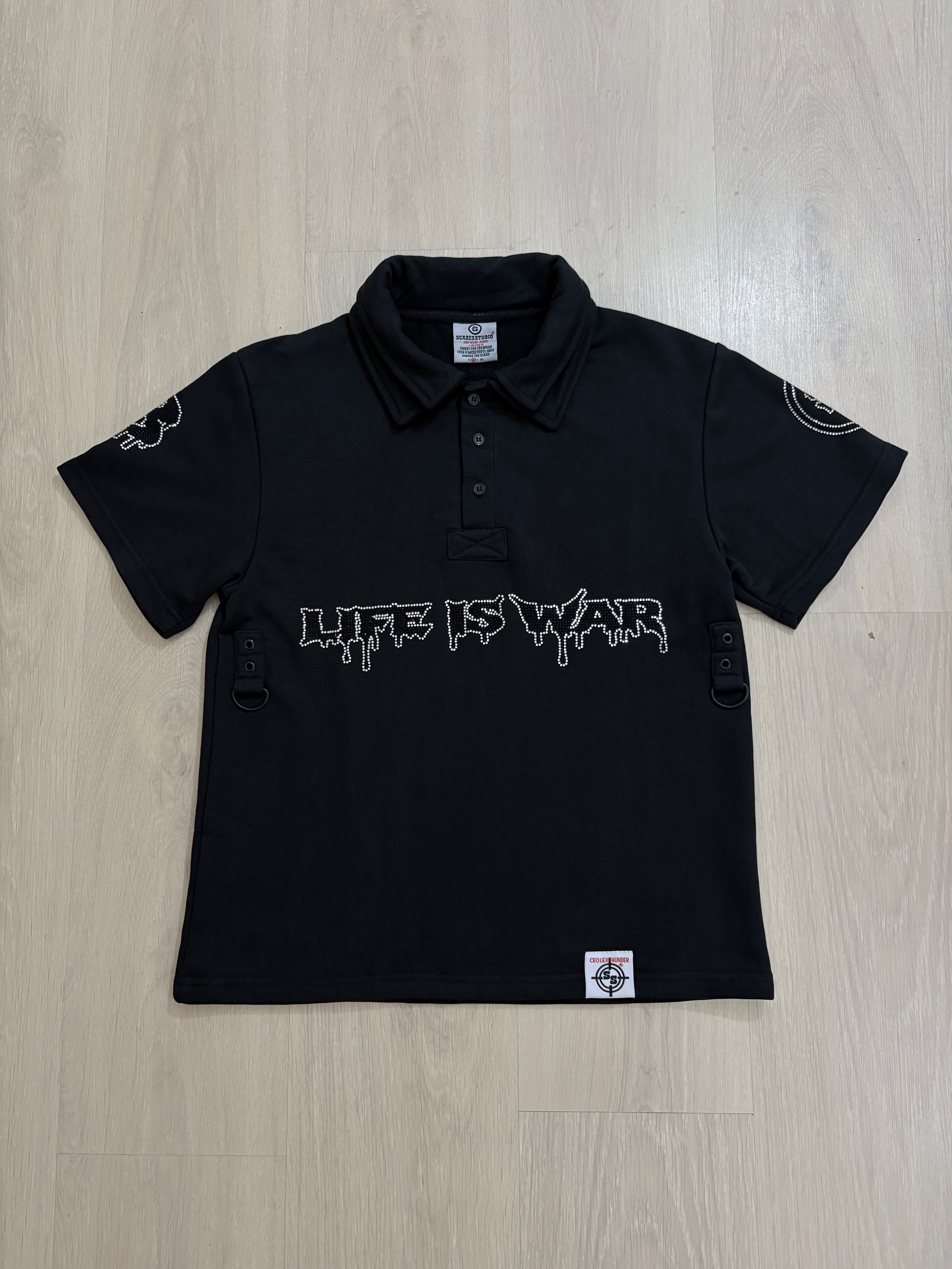 LIFE IS WAR BLACK POLO SHIRT