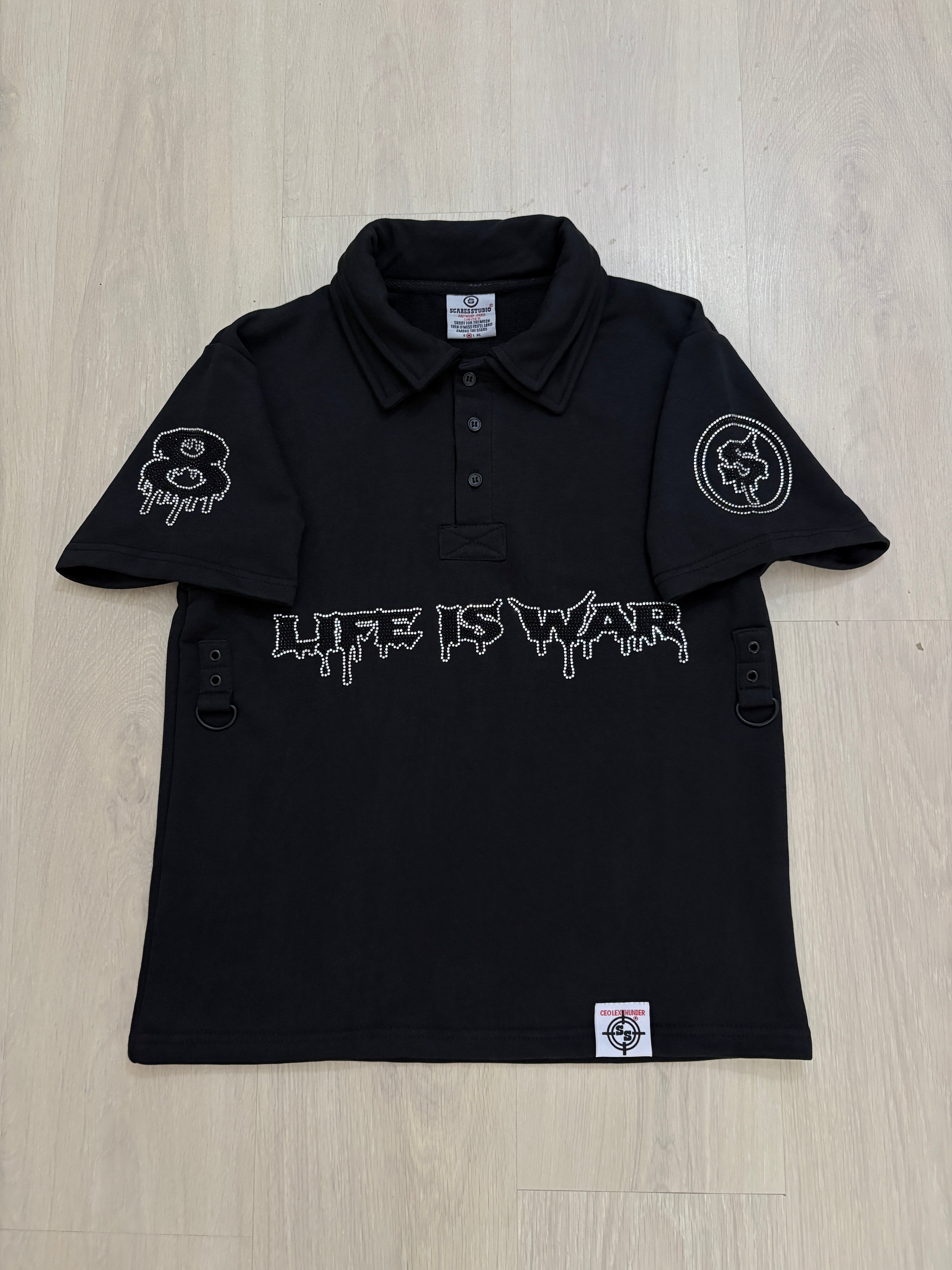 LIFE IS WAR BLACK POLO SHIRT