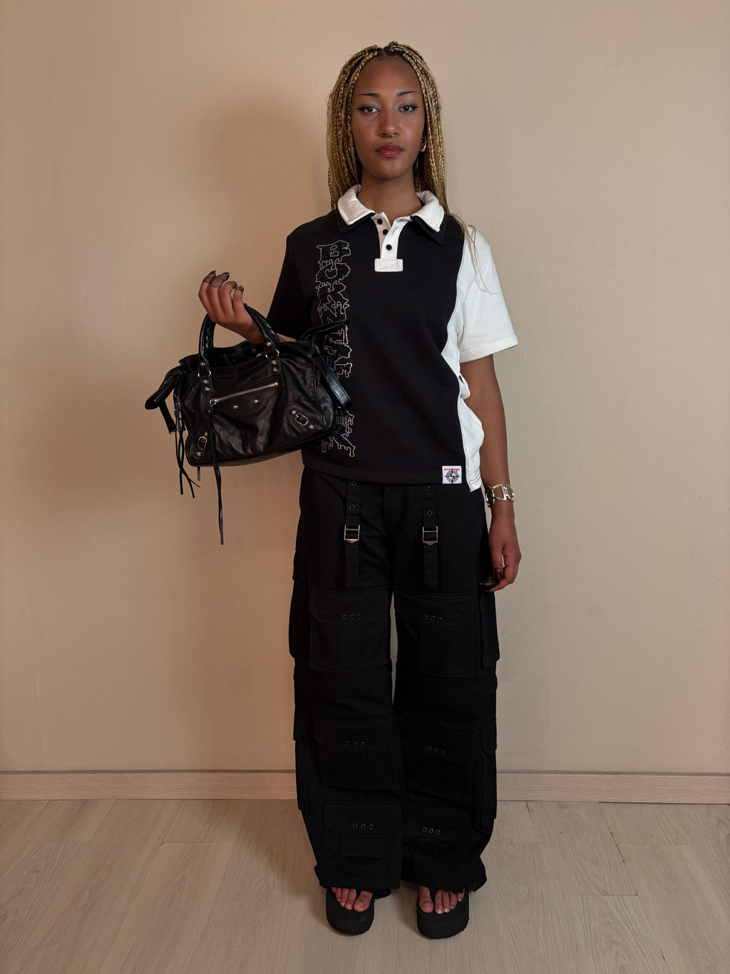 BORNSTAR WHITE & BLACK POLO SHIRT