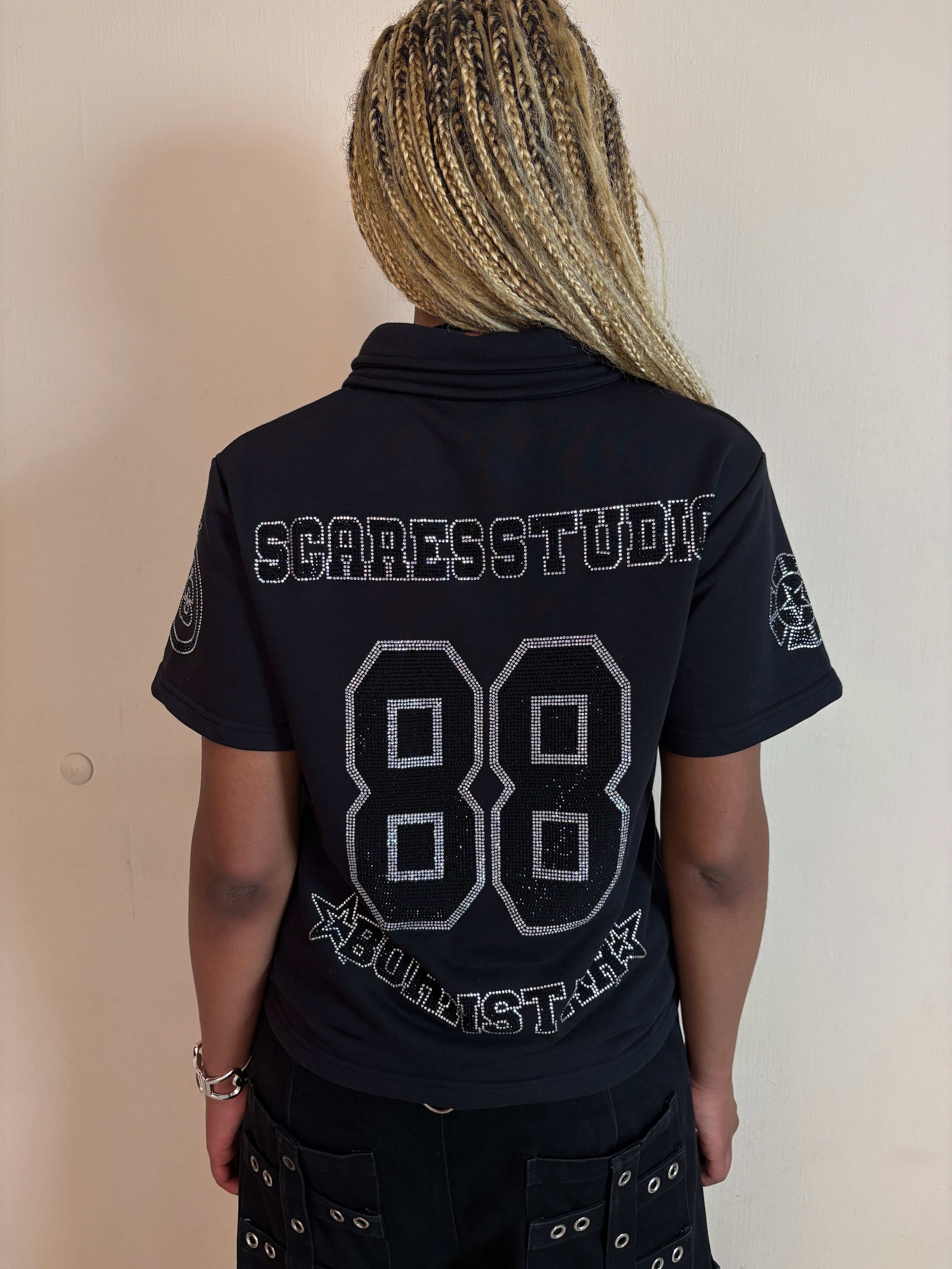 THE NEW BORNSTAR ROSE BLACK POLO SHIRT