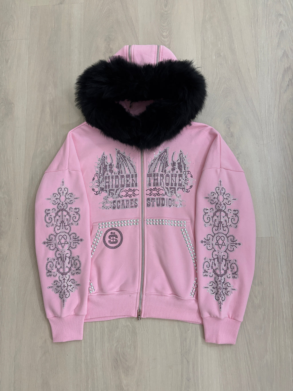 HIDDEN THRONE BABY PINK FUR ZIPPER
