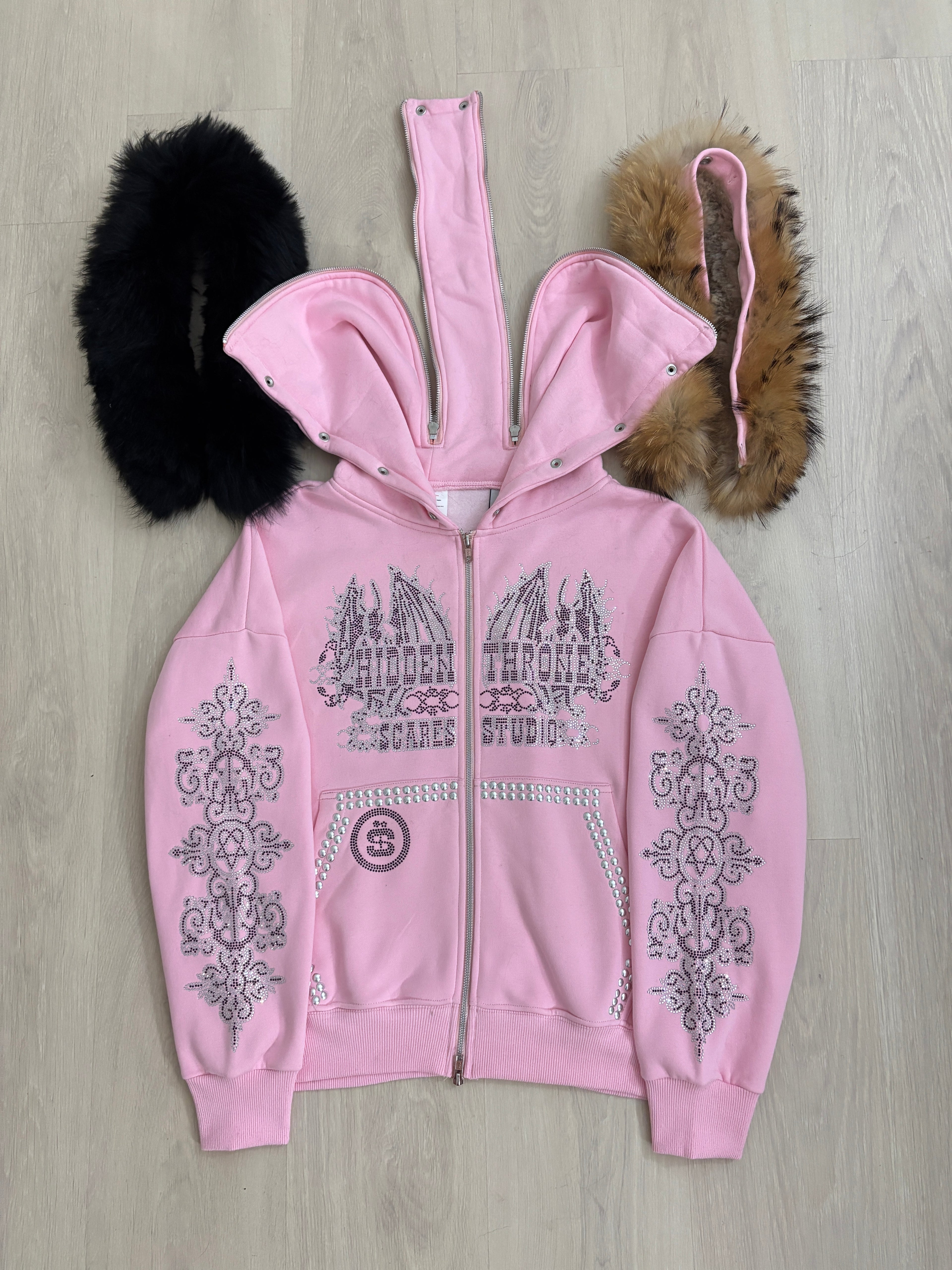 HIDDEN THRONE BABY PINK FUR ZIPPER