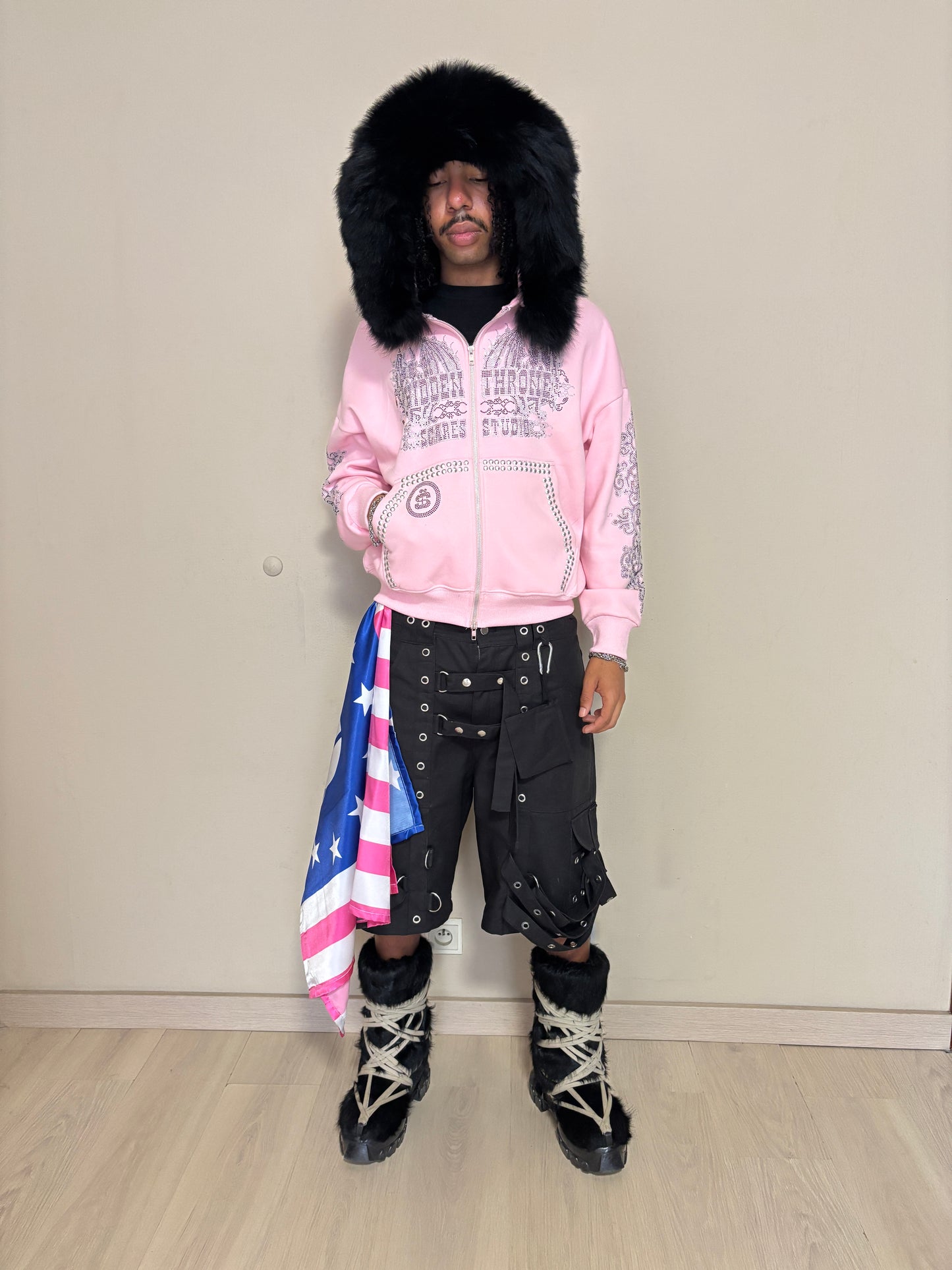 HIDDEN THRONE BABY PINK FUR ZIPPER