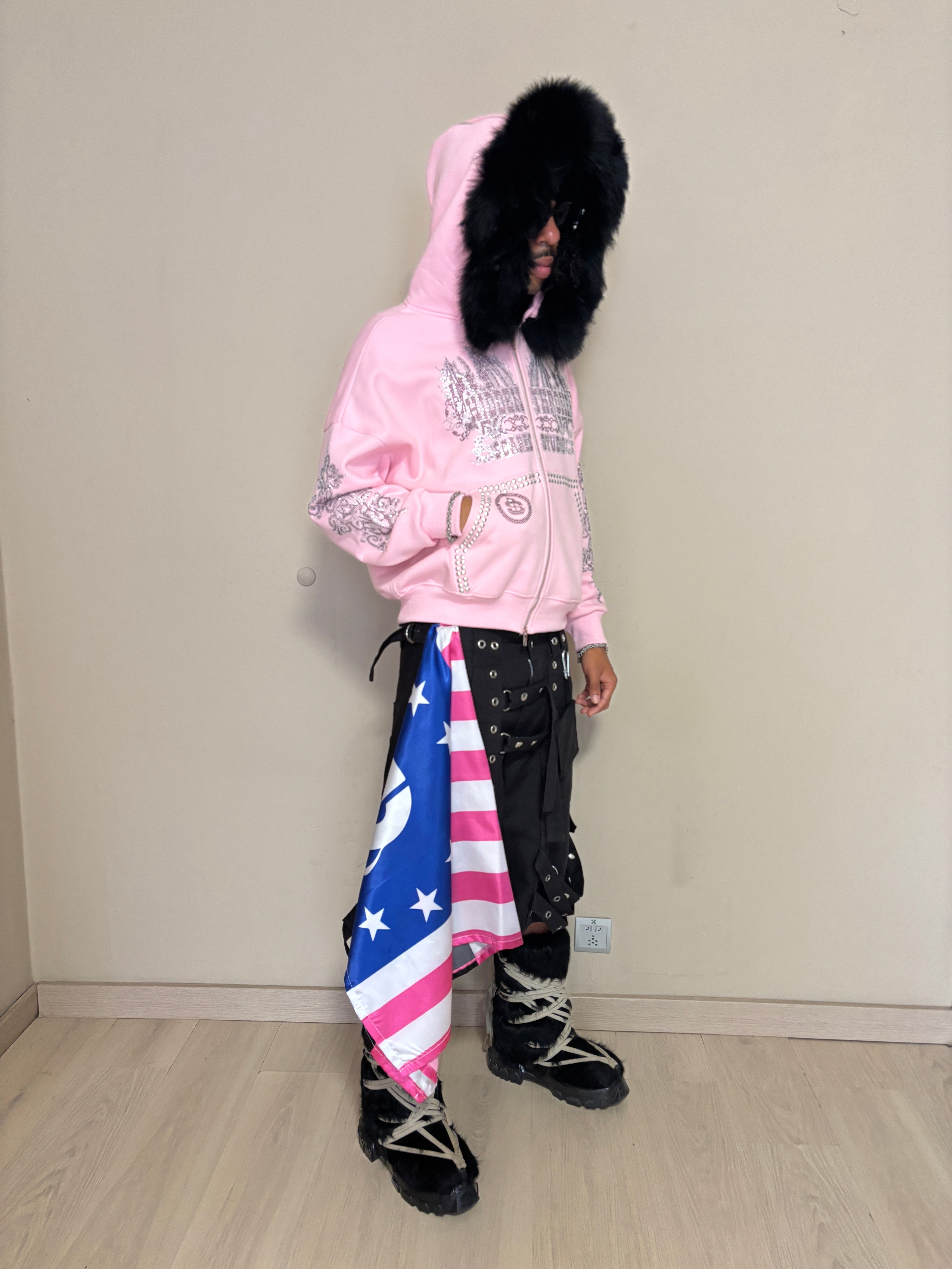 HIDDEN THRONE BABY PINK FUR ZIPPER