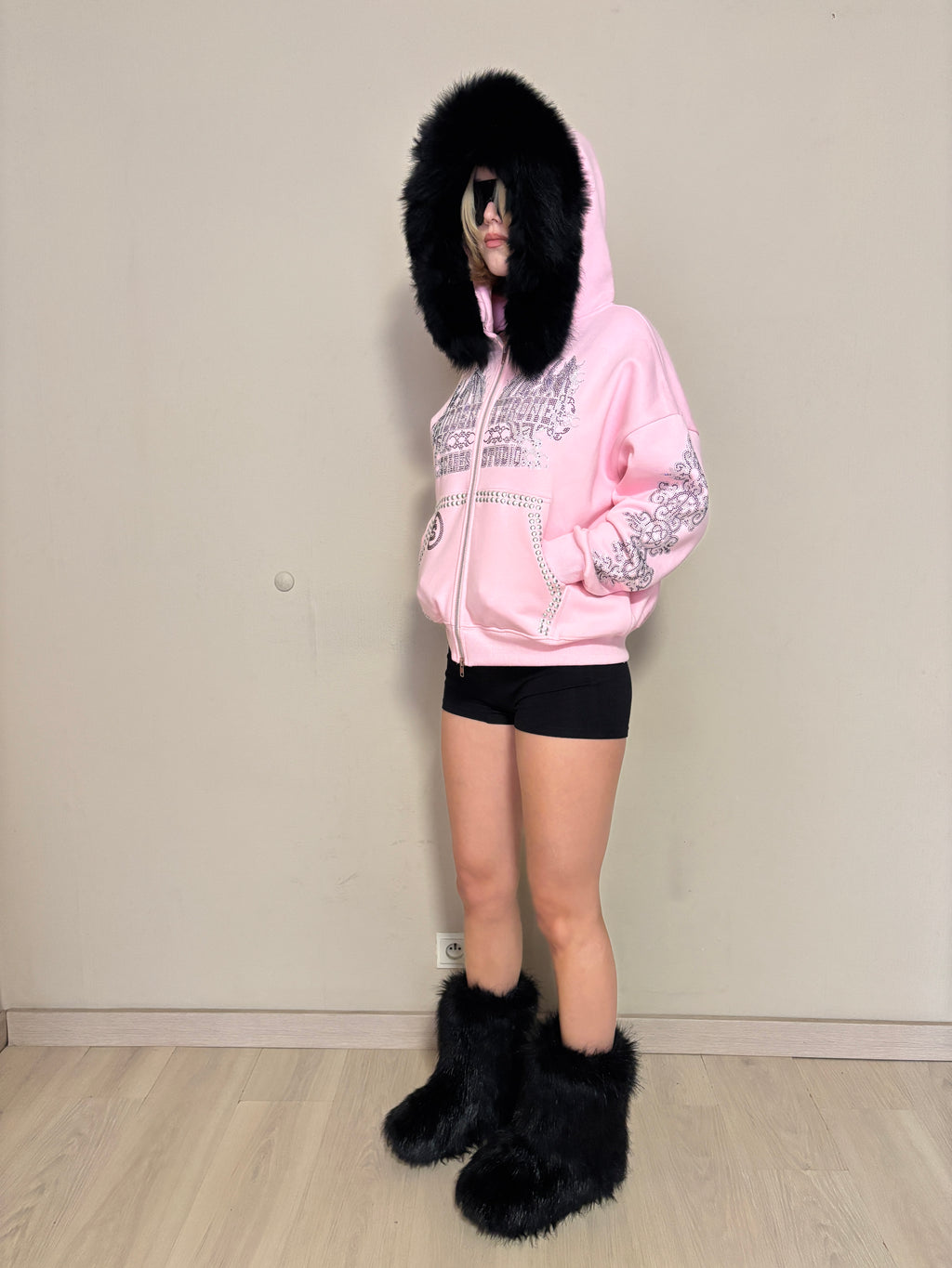 HIDDEN THRONE BABY PINK FUR ZIPPER