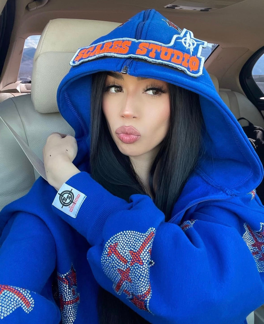 ROYAL BLUE CARTOON STARS ZIPPER