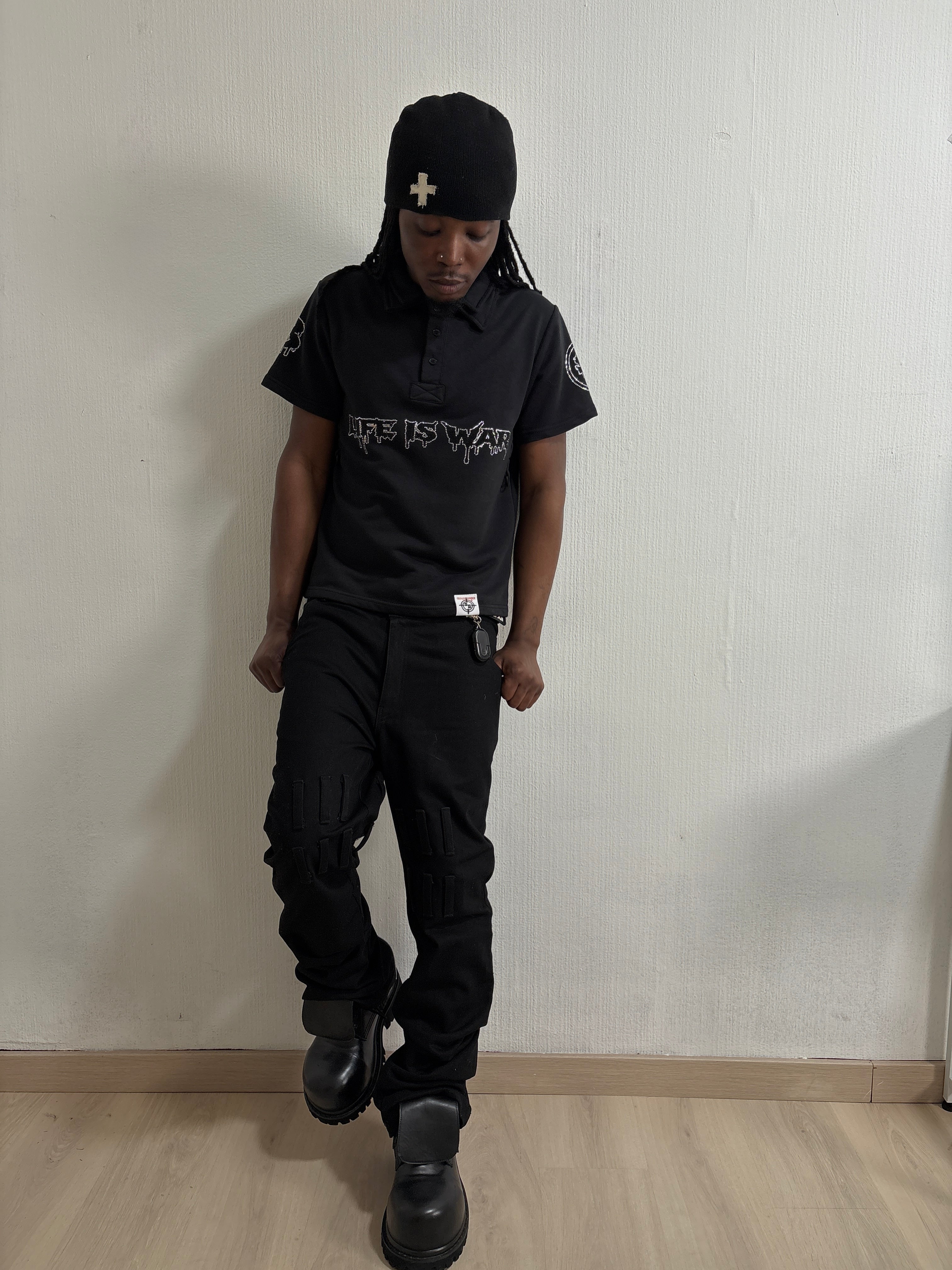 LIFE IS WAR BLACK POLO SHIRT