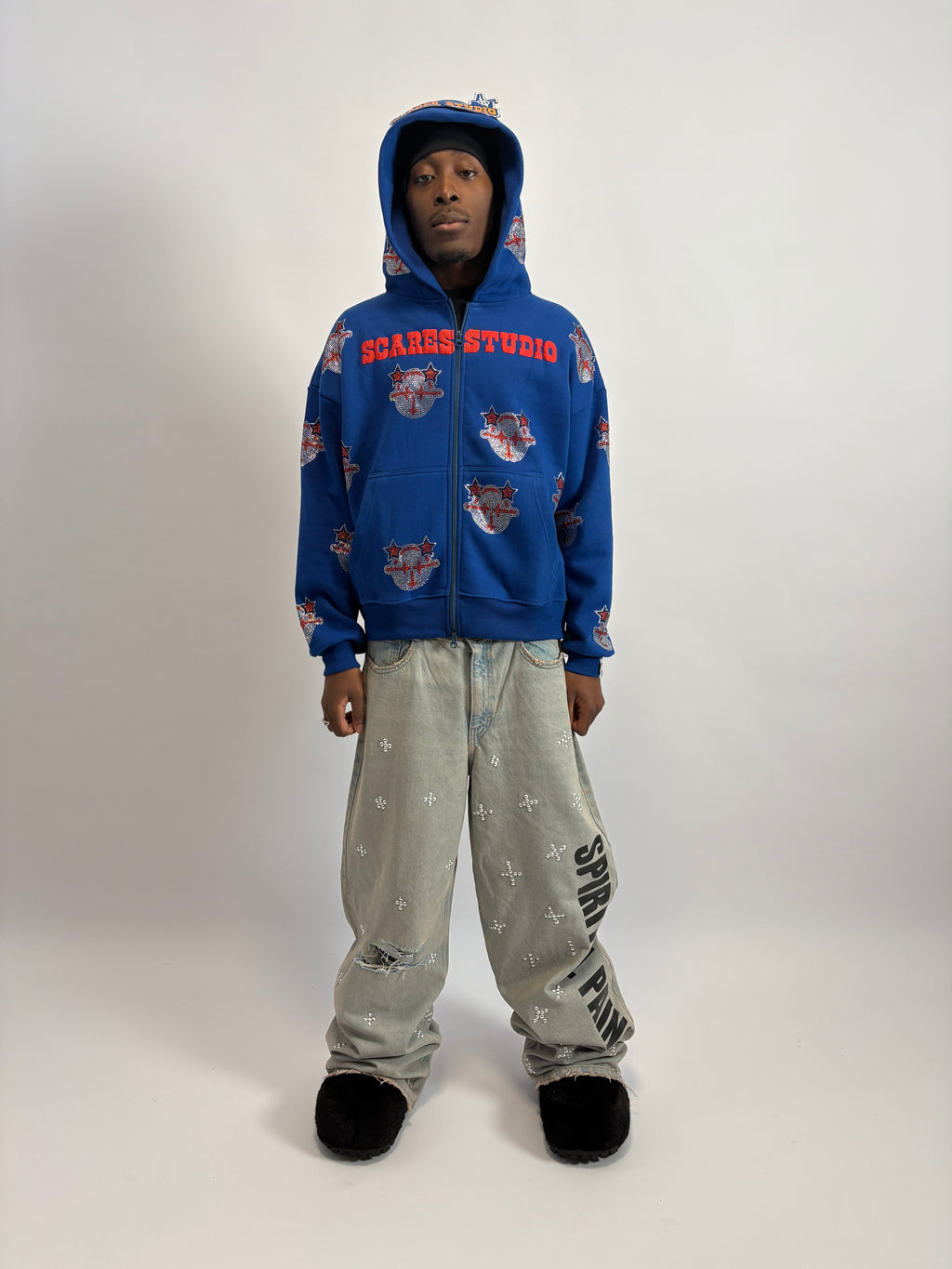 ROYAL BLUE CARTOON STARS ZIPPER
